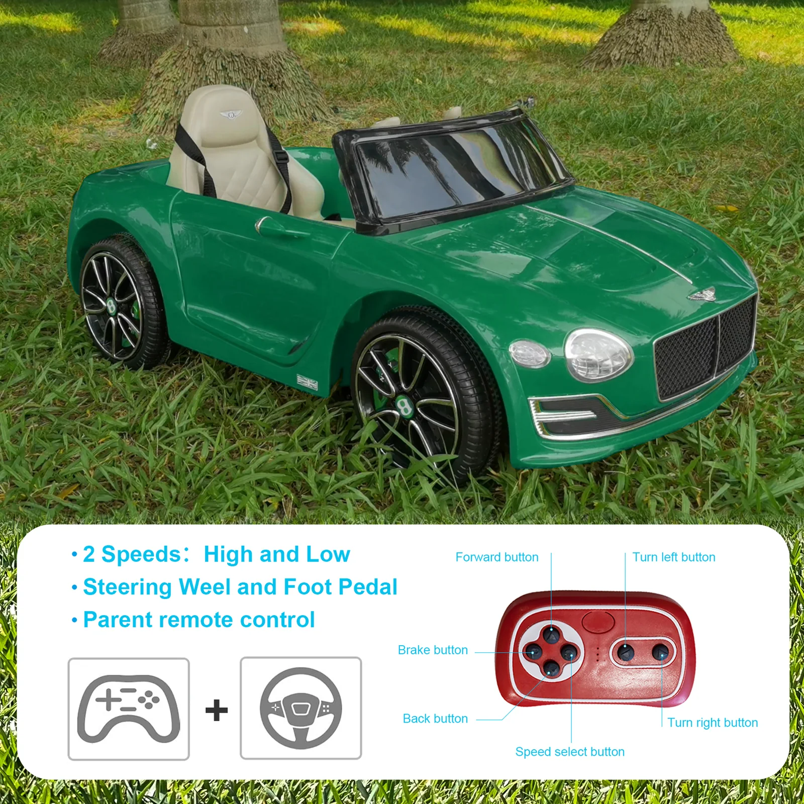 Licensed Bentley-Style Kids Electric Ride-On Car with Remote Control Gift for Children - Image 9