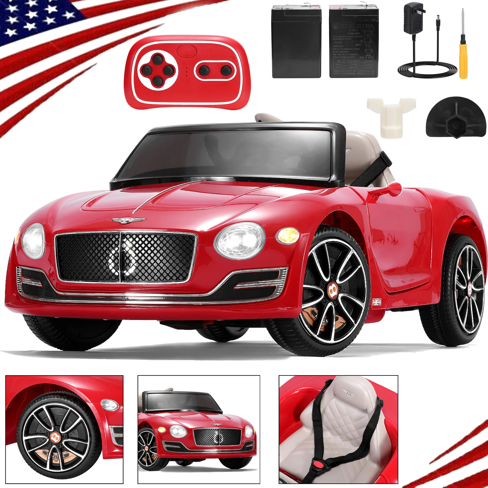 Licensed Bentley-Style Kids Electric Ride-On Car Toy 12V with 2.4G Remote Control - Image 18