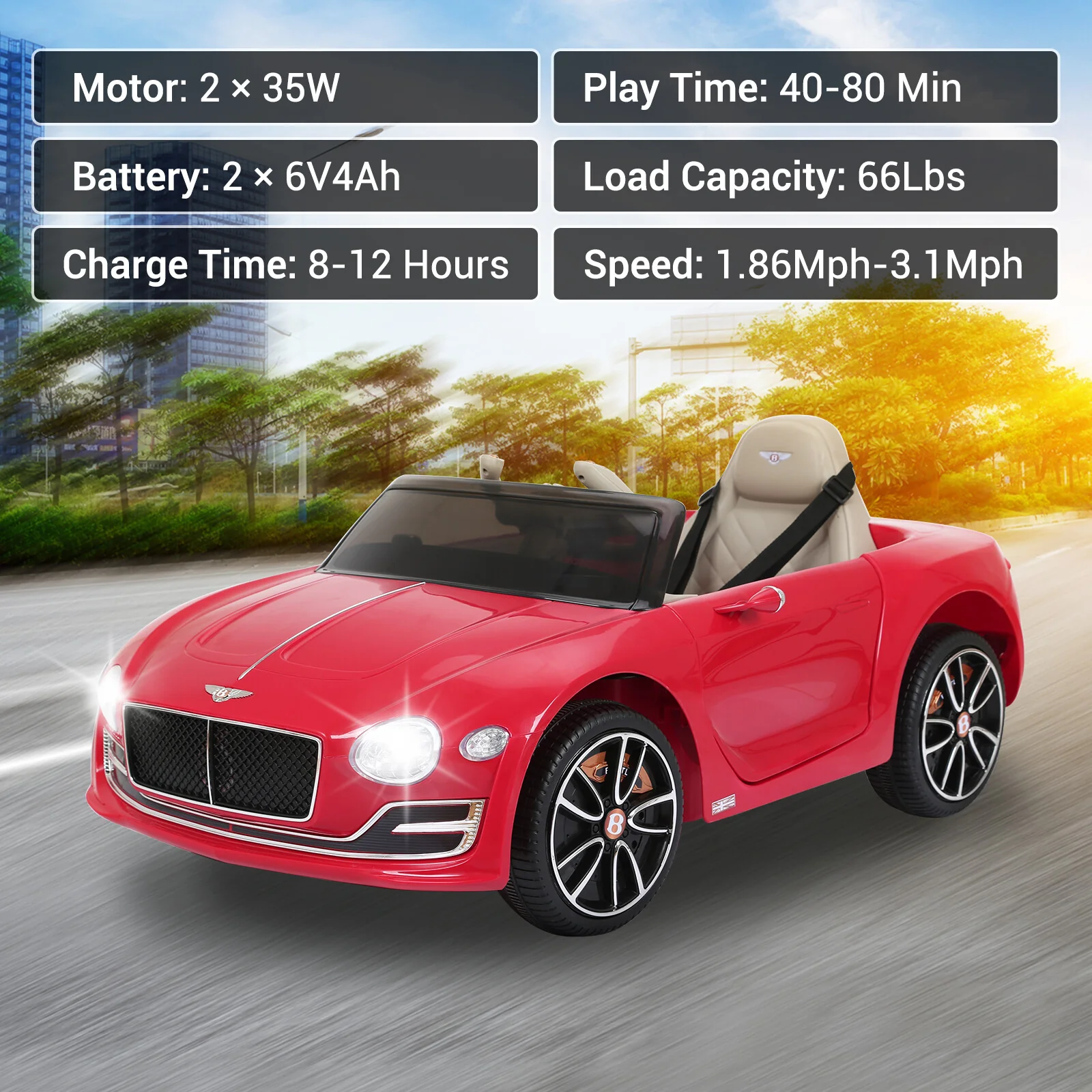 Licensed Bentley-Style Kids 12V Electric Ride-On Car with 2.4G Remote Control - Image 6