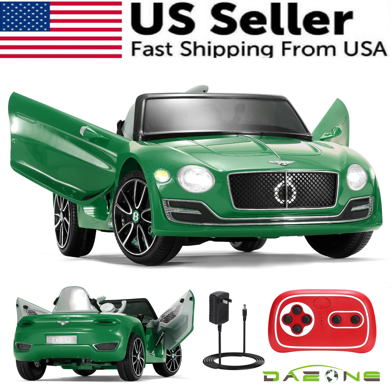 Licensed Bentley Style Electric Kids Ride-On Car with Remote Control - Green - Image 8