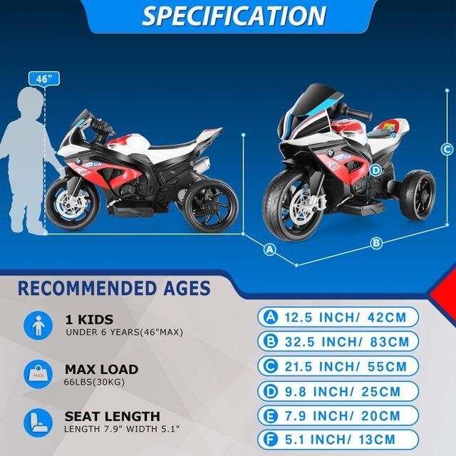 Licensed BMW 12V Battery Powered Electric Ride-On Motorcycle for Kids - Image 18