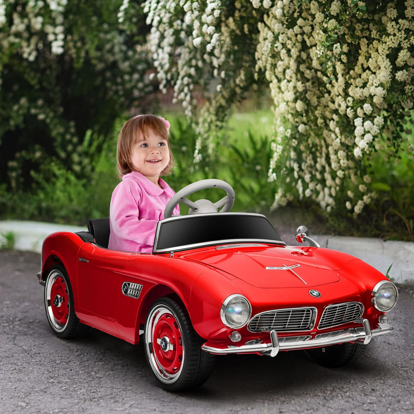 12V Licensed BMW Electric Ride-On Car for Kids with Easy Transport in Red - Image 9