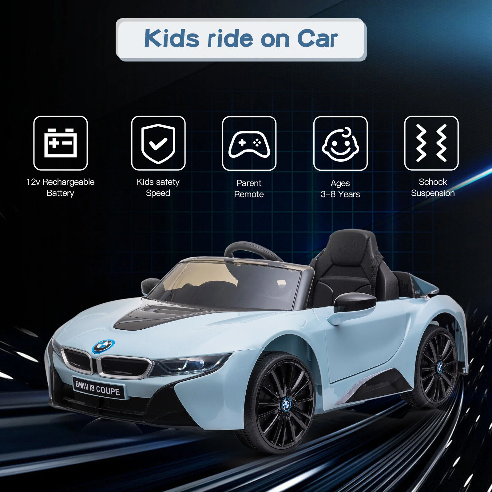 Licensed BMW I8 Coupe 12V Electric Ride-On Car for Kids - Battery Powered Toy Vehicle - Image 3
