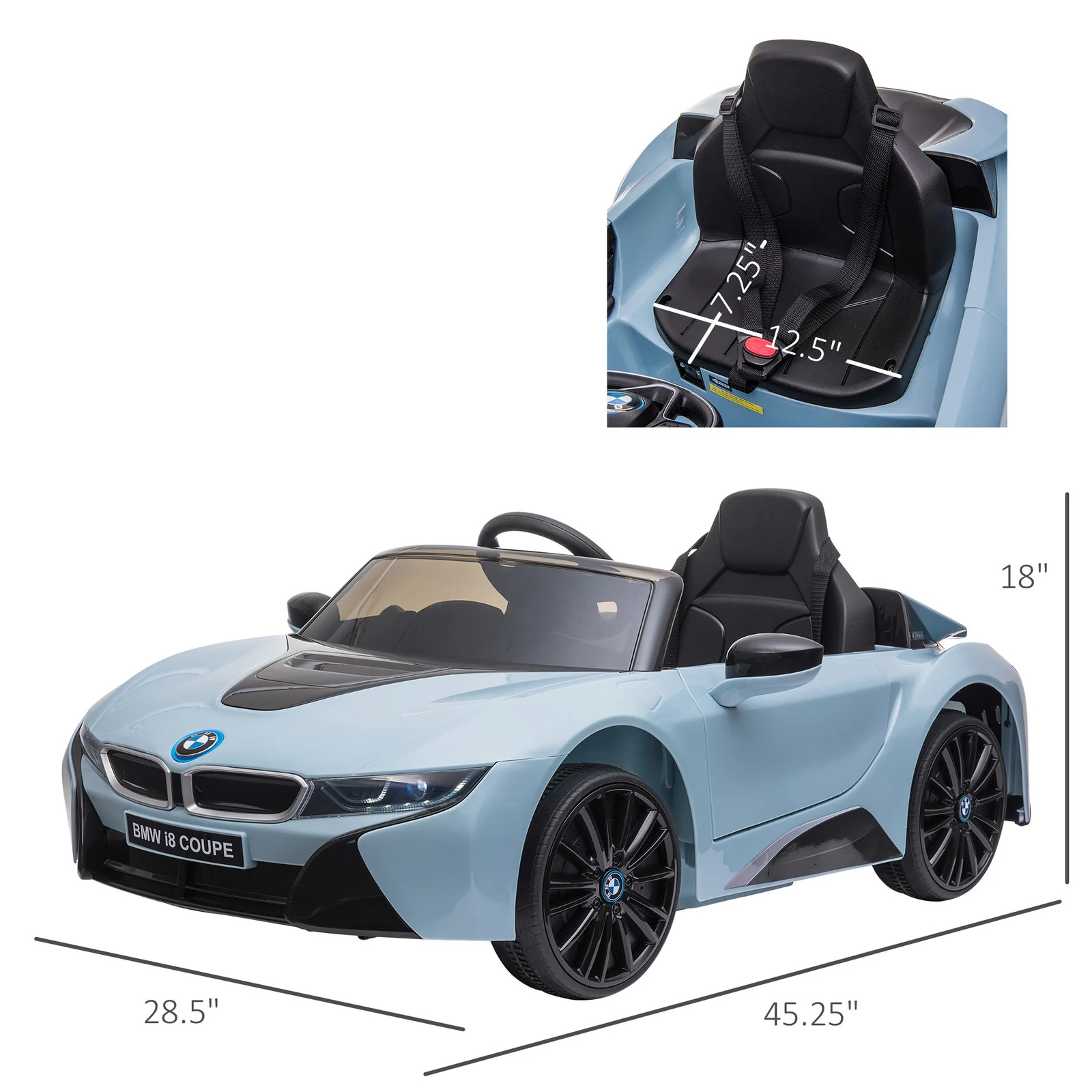 Licensed BMW I8 Electric 6V Battery-Powered Kids Ride-On Coupe Car Blue - Image 3