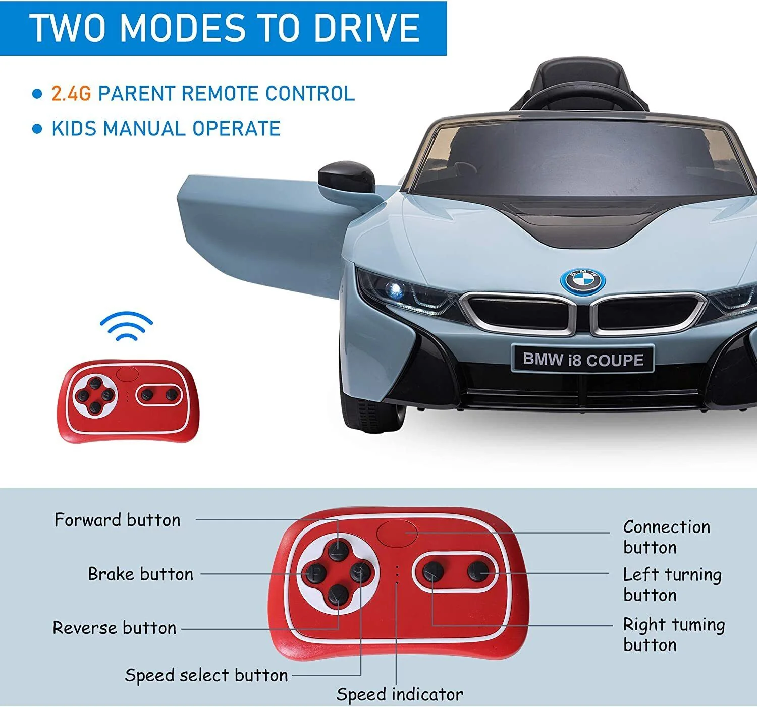 Licensed BMW i8 Electric Ride-On Car for Kids with Remote Control - 12V Powered Vehicle - Image 4