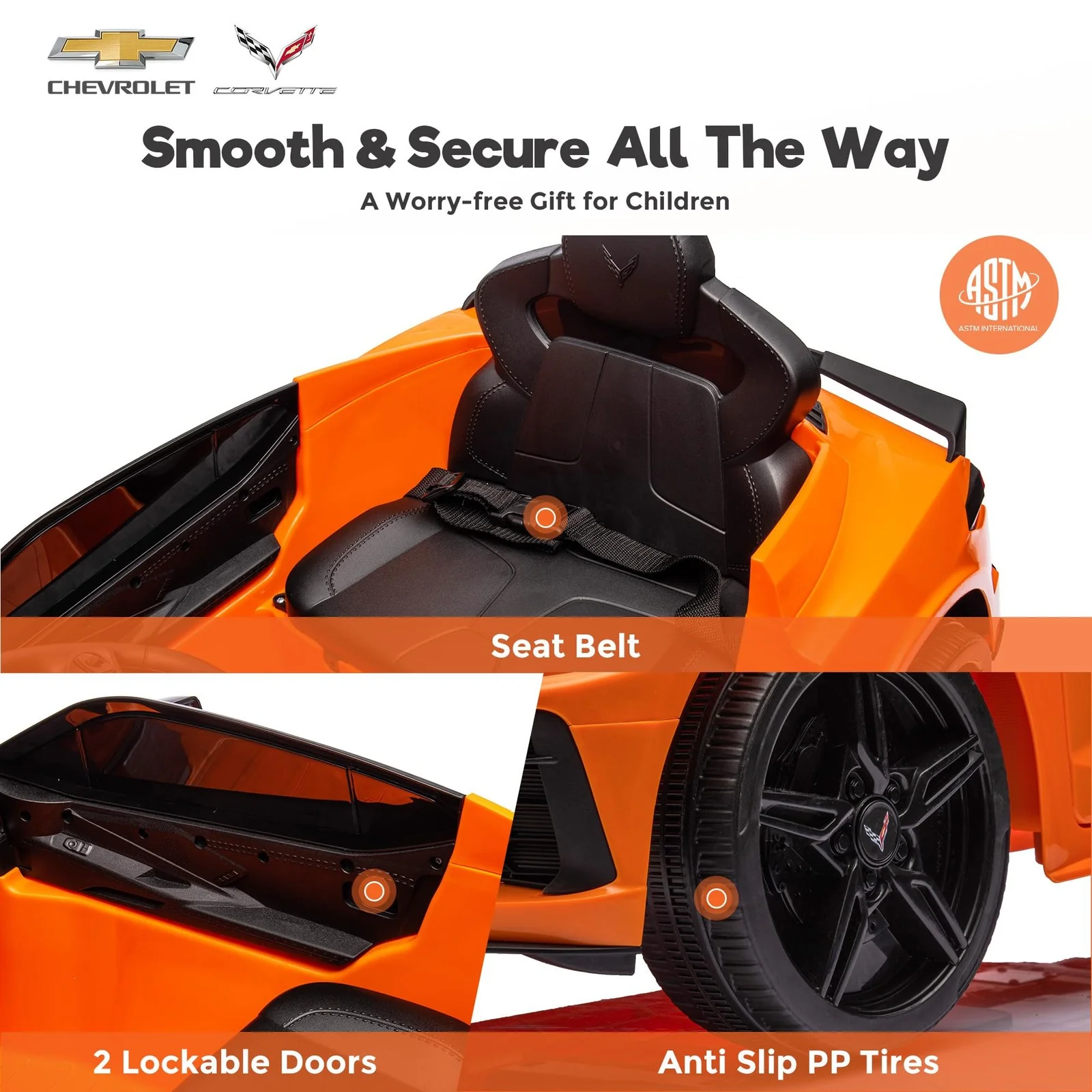 12V Electric Chevrolet Corvette C8 Ride-On Car with Remote Control - Image 4