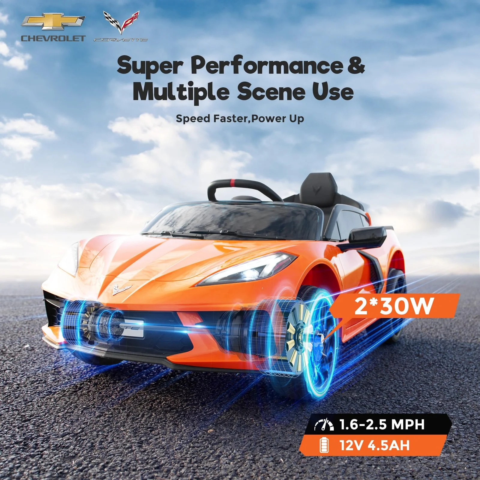 12V Electric Chevrolet Corvette C8 Ride-On Car with Remote Control - Image 5