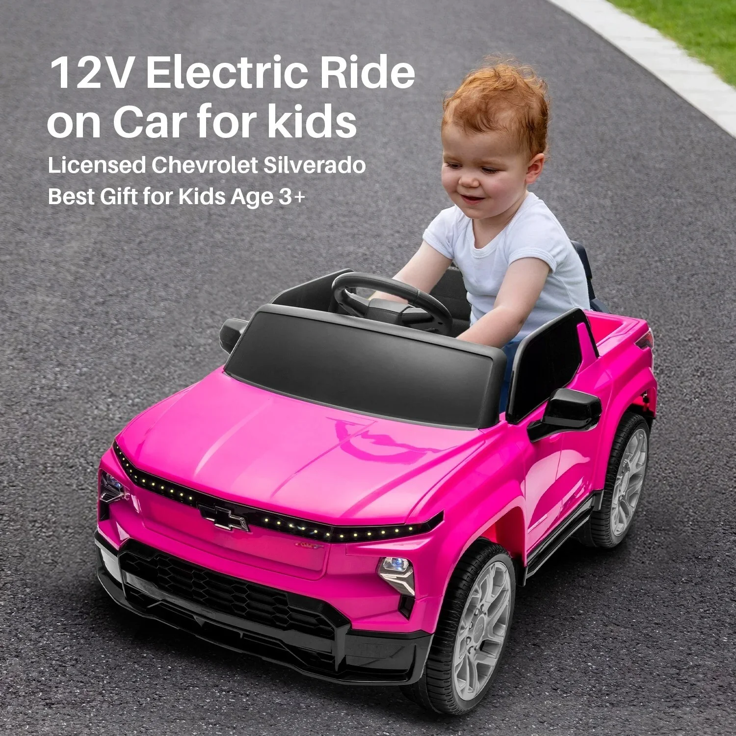 Chevrolet Silverado 12V Ride-On Truck with Remote Control and 4 Wheels for Kids - Image 3