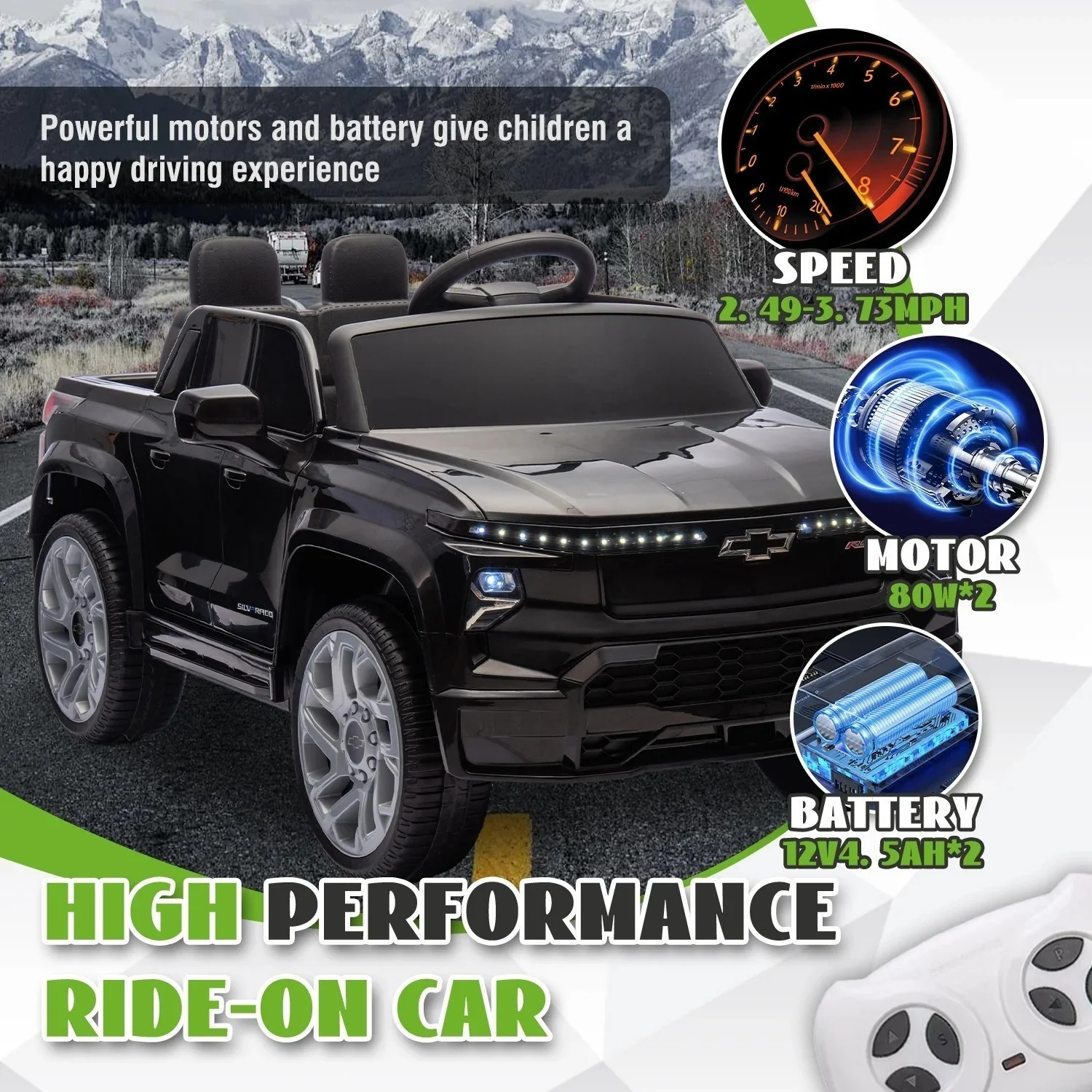 Chevrolet Silverado 24V Electric Kids Ride-On Truck with Remote Control Toy - Image 55