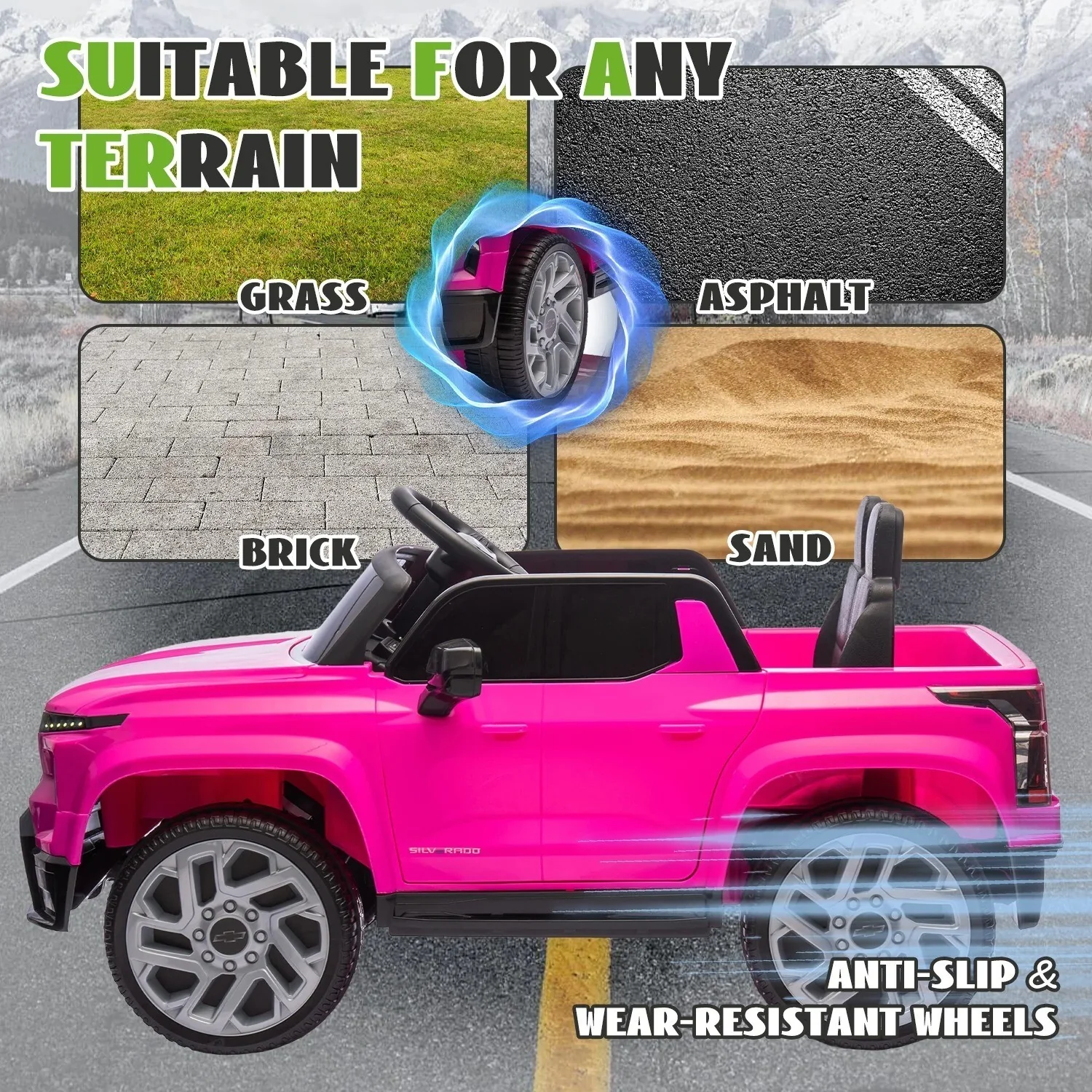 Chevrolet Silverado 24V Ride-On Truck with Remote Control and 4 Wheels for Kids - Image 9