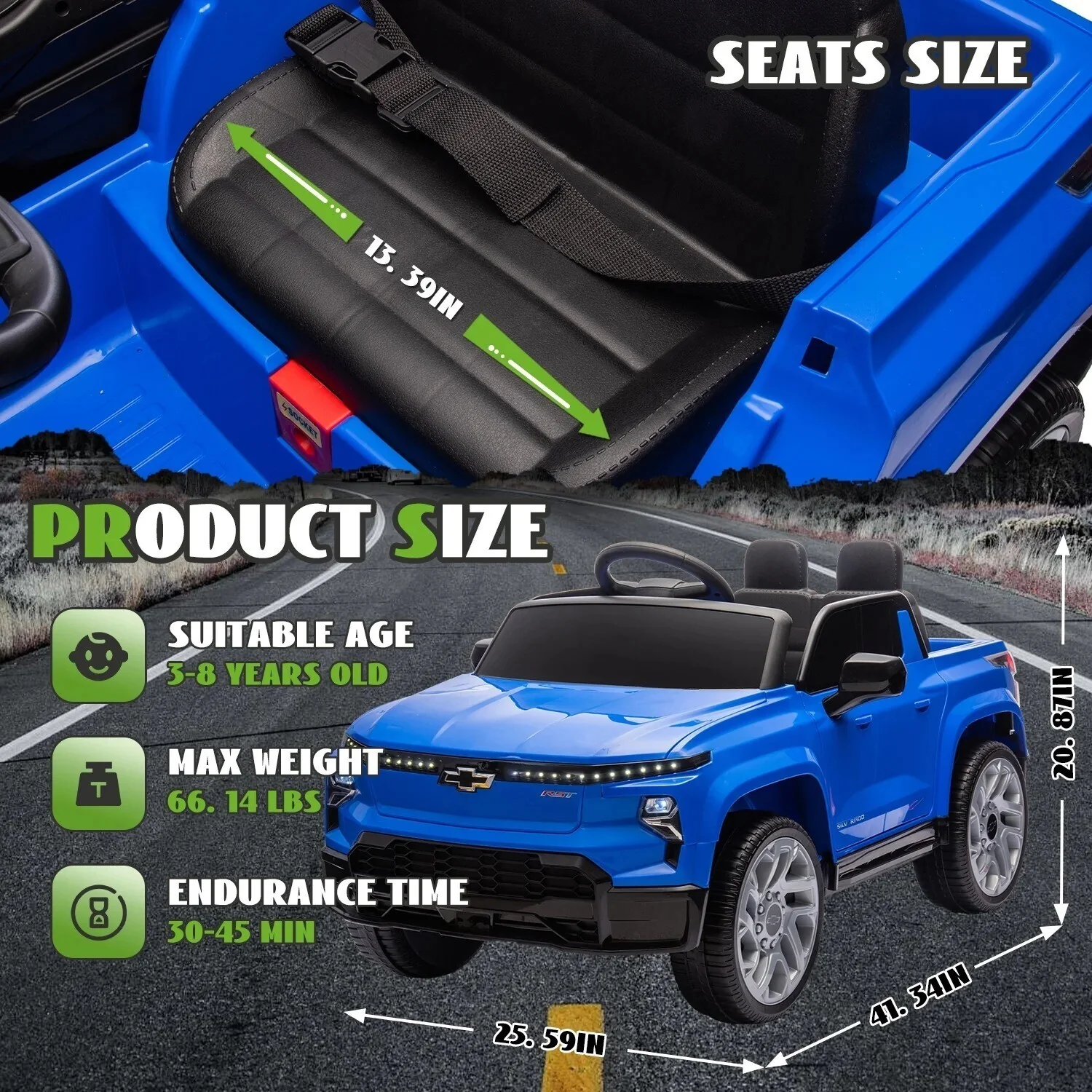 24V Licensed Chevrolet Silverado Electric Ride-On Truck for Kids and Toddlers - Image 12