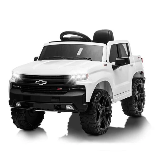 Licensed Chevrolet Silverado GMC Kid's 12V Battery-Powered Ride-On Truck in White