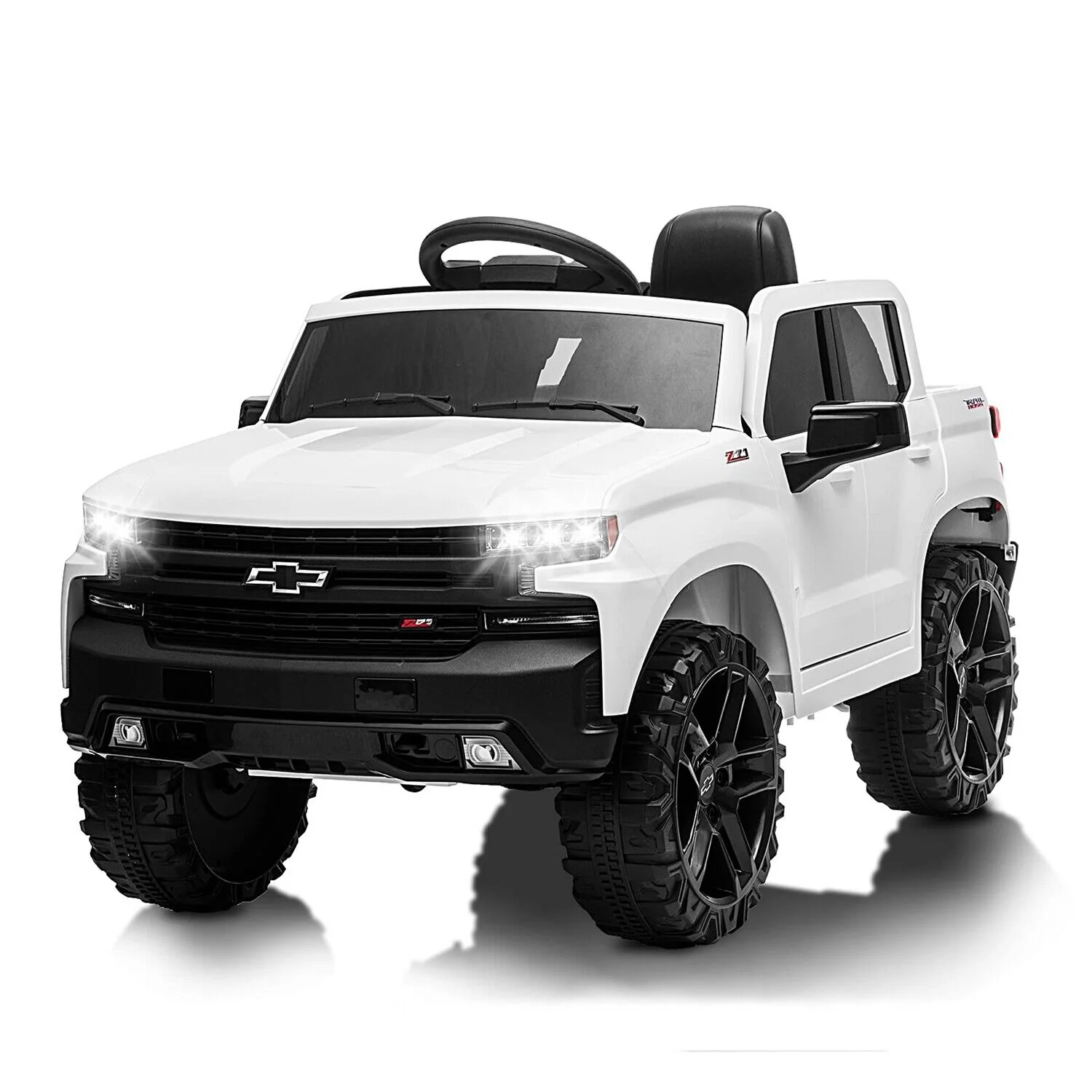 Licensed Chevrolet Silverado GMC White 12V Battery Powered Ride-On Truck for Kids - Image 2
