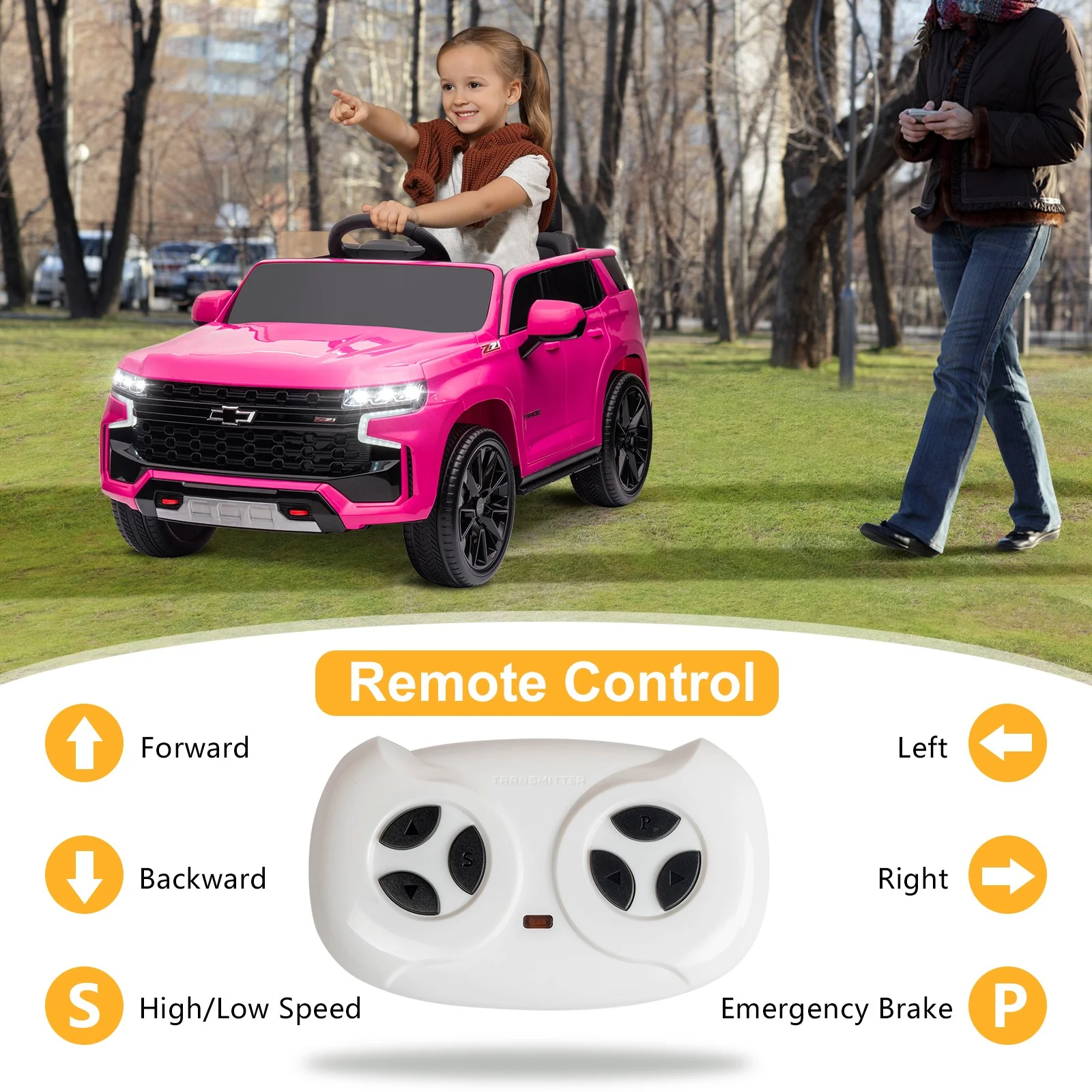Chevrolet Tahoe Licensed Ride-On Car Toy with Remote Control, 3 Speeds, LED Lights, and Music - Image 6