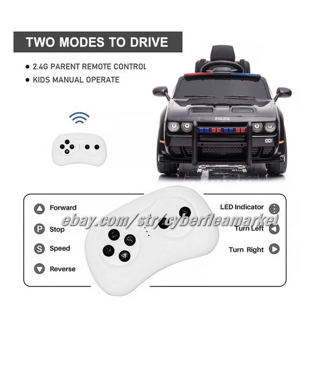 12V Licensed Dodge Challenger SRT Hellcat Police Ride-On Car for Kids with Remote Control - Image 12