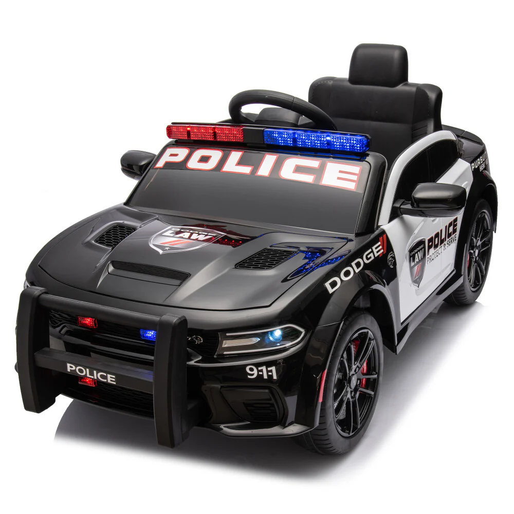 12V Licensed Dodge Charger Kids Ride-On Police Car with Parental Remote Control and Safety Features
