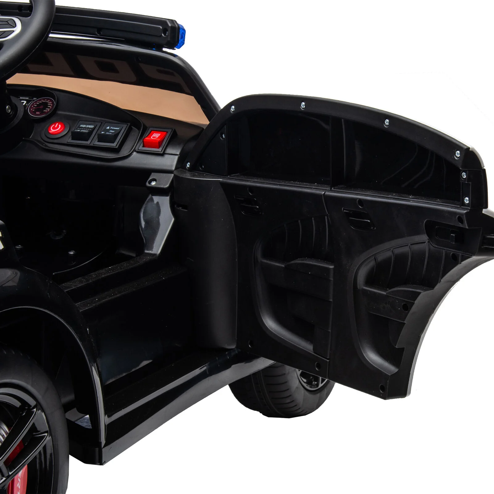 Licensed Dodge Charger 12V Ride-On Police Car with 3 Speeds and Bluetooth Connectivity - Image 4