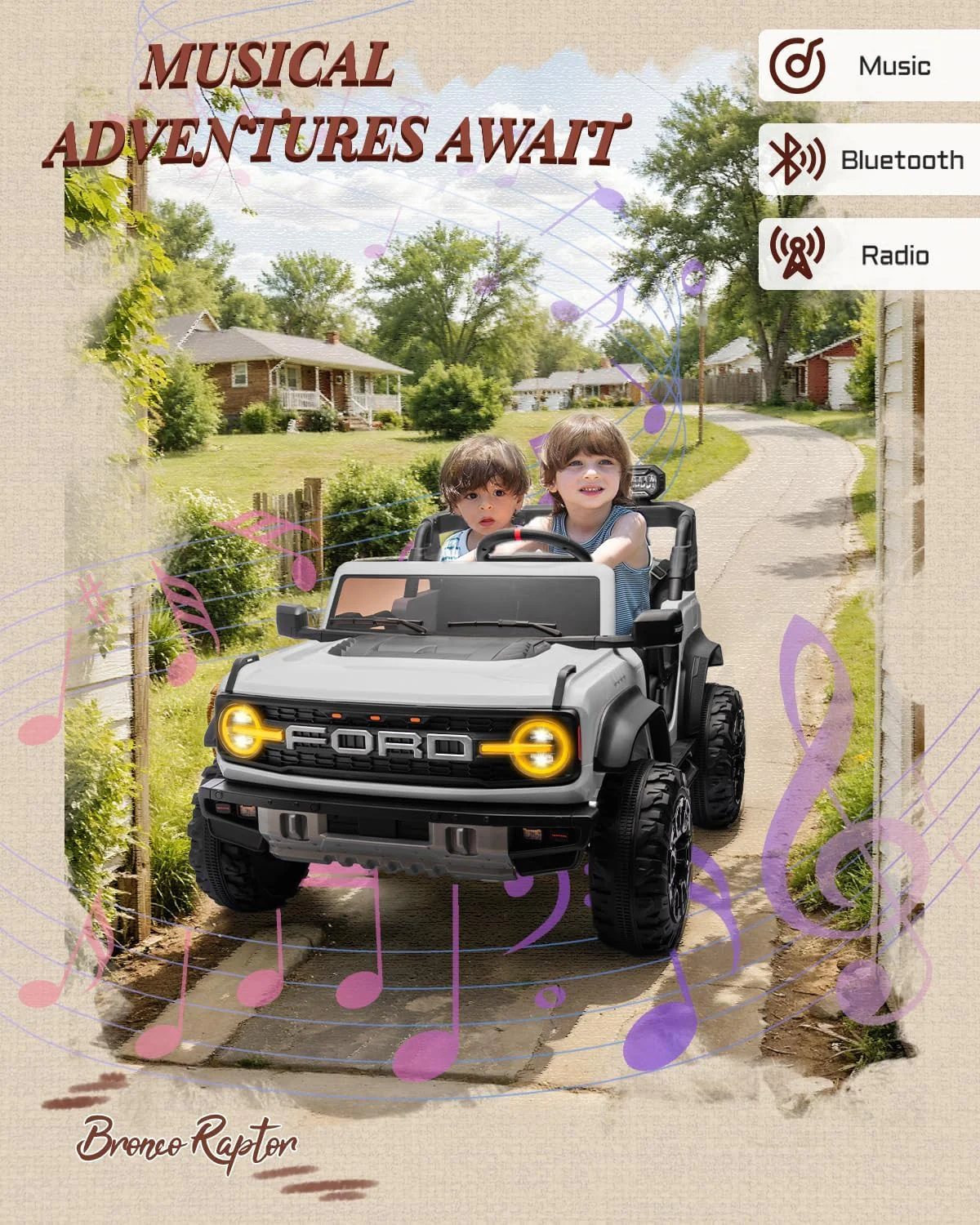 Ford Bronco Raptor 24V 2-Seater Electric Ride-On Toy for Kids - Image 6