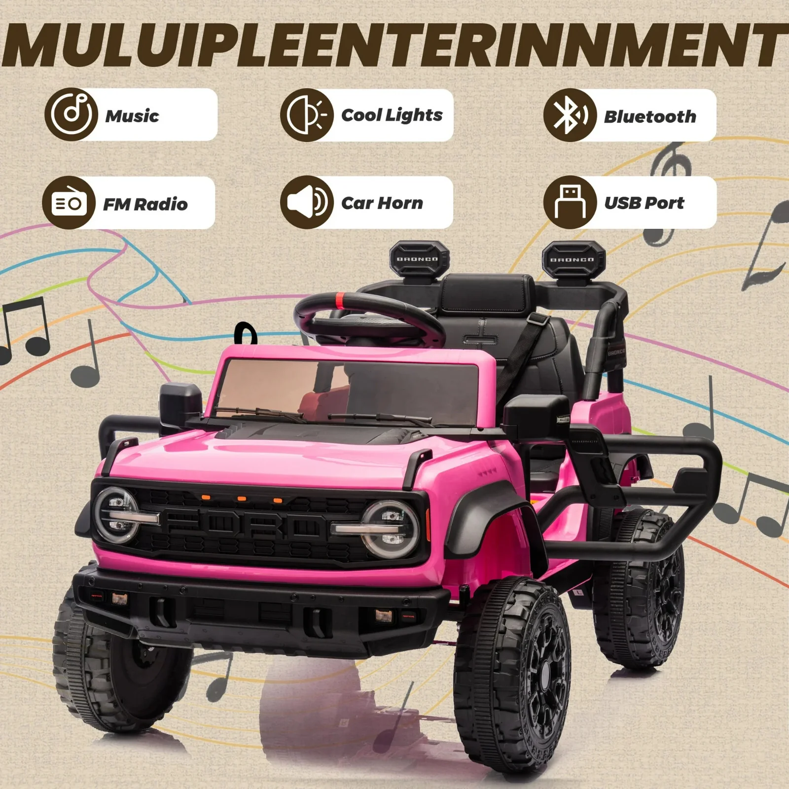 Electric Remote Control Ford Bronco Raptor Car with Spring Suspension - Image 4