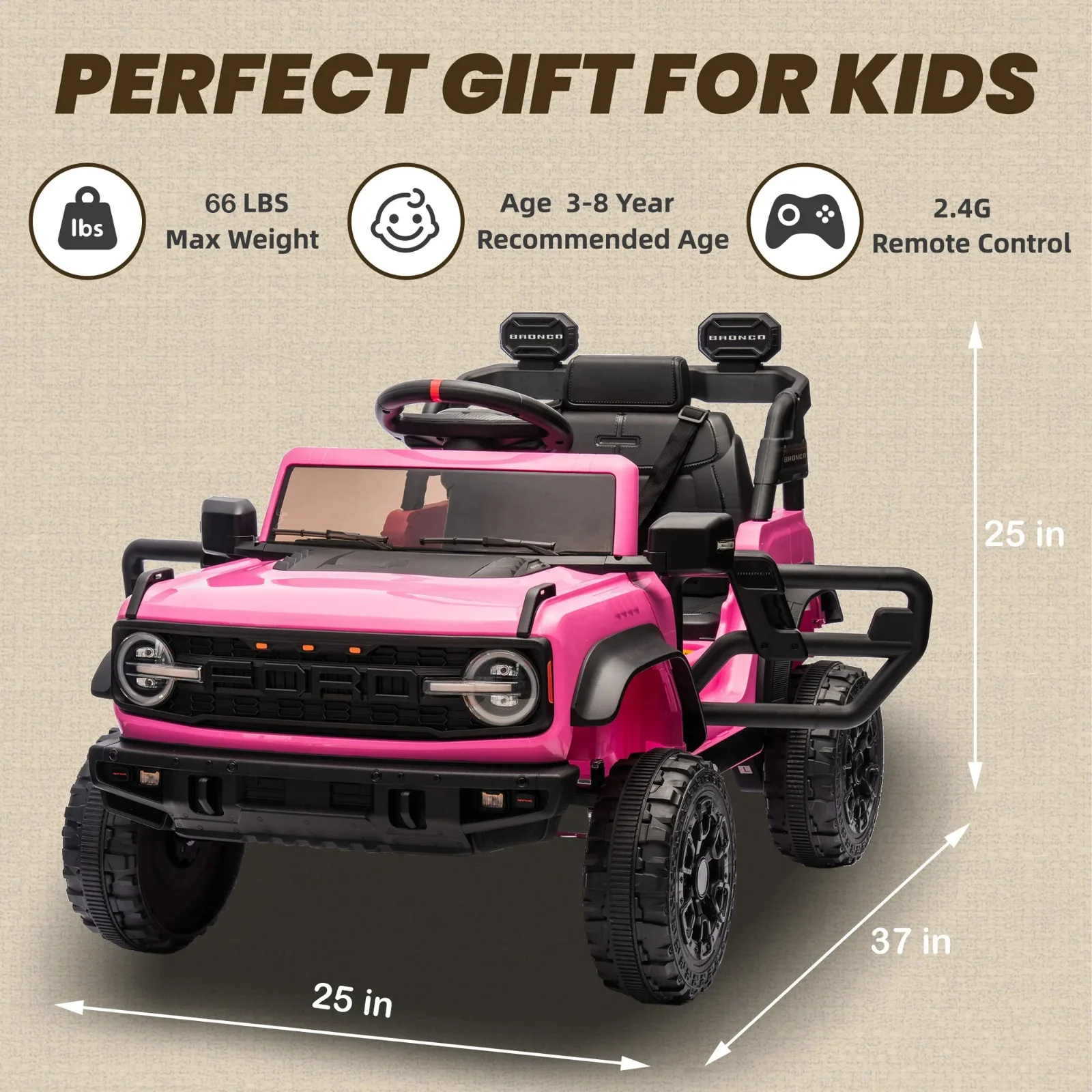 Electric Remote Control Ford Bronco Raptor Car with Spring Suspension - Image 5