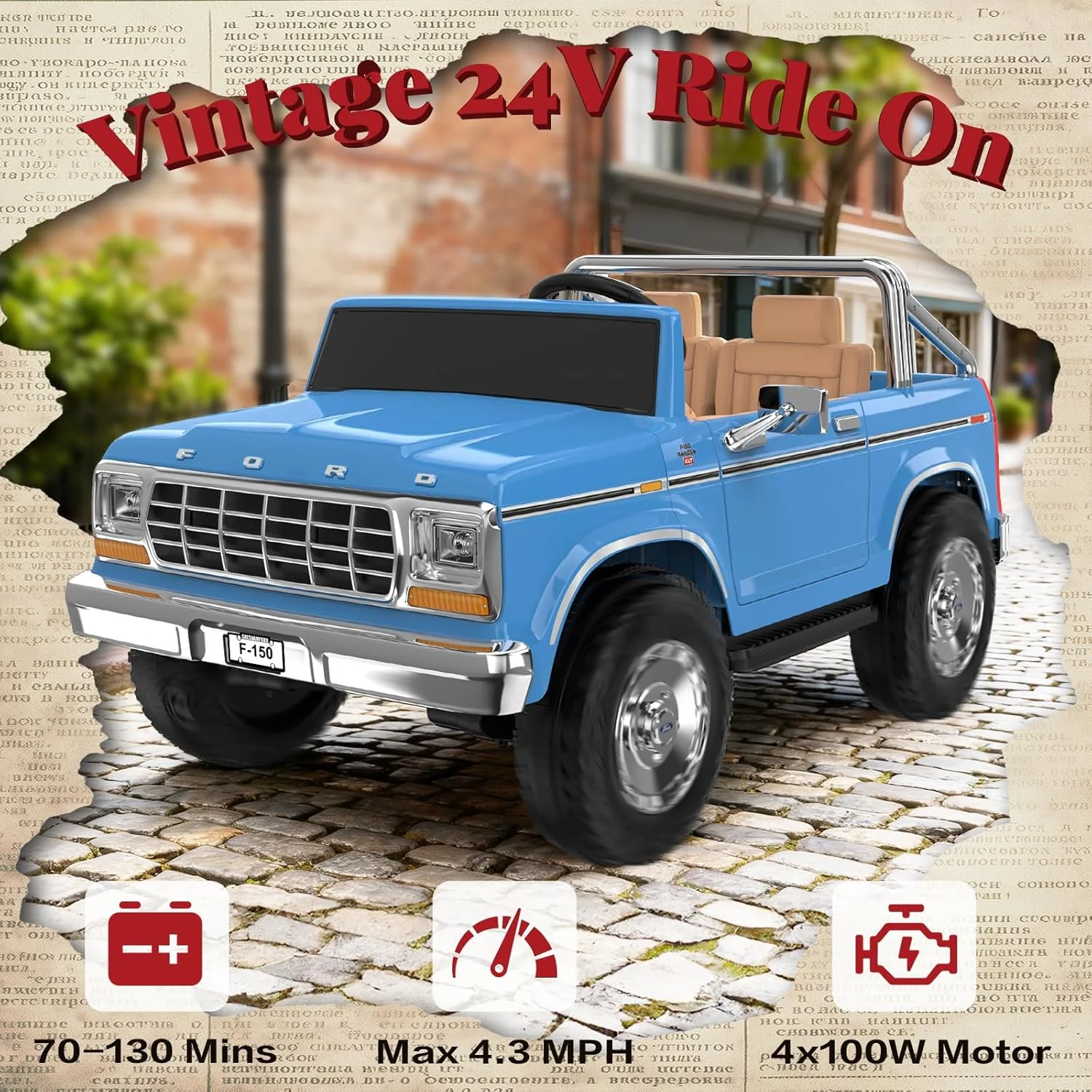 Ford F-150 24V Dual-Seater Electric Ride-On Car for Children with 4X100W Motors - Image 3
