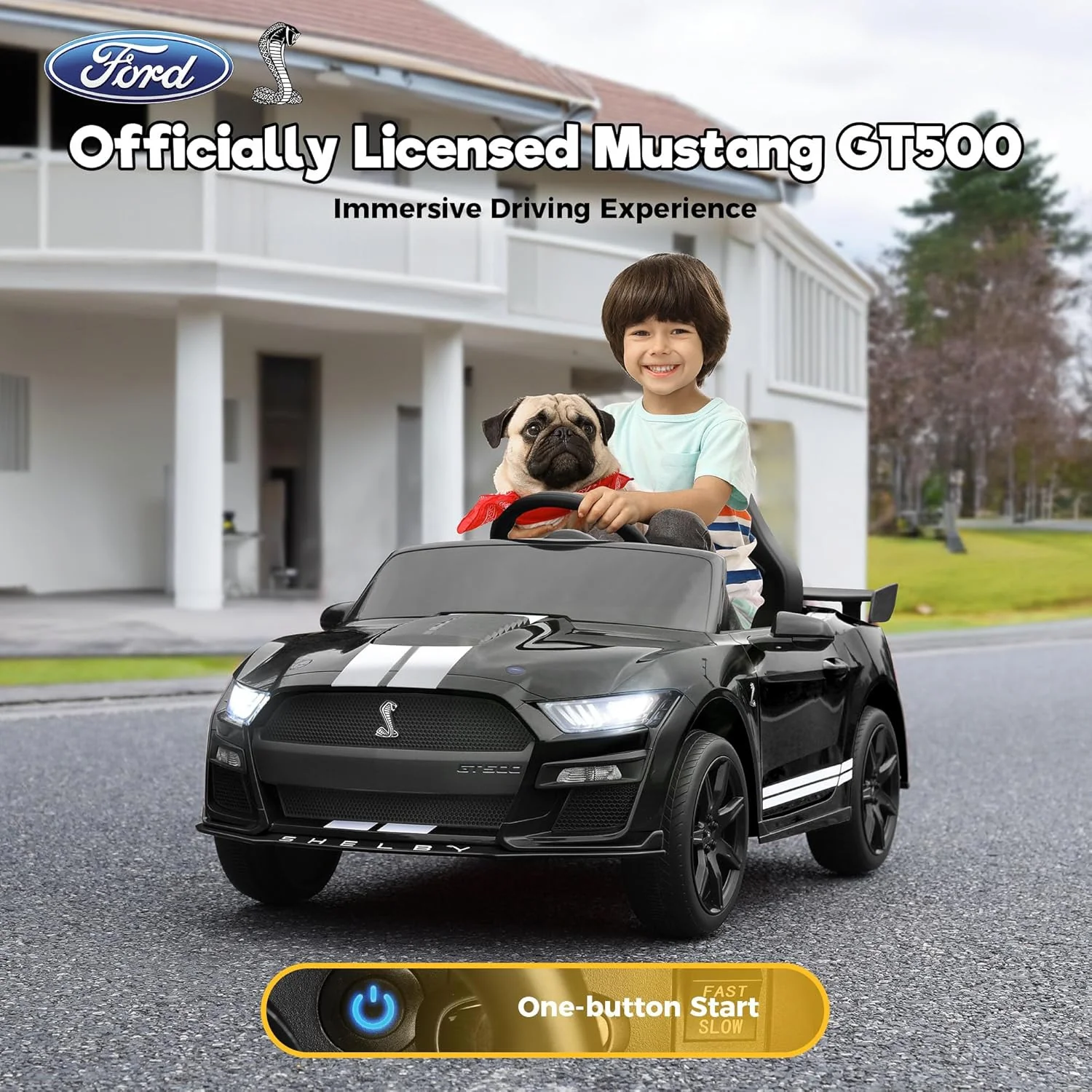 Ford Mustang Shelby GT500 12V Electric Ride-On Car with 7AH Battery and Remote Control - Image 2
