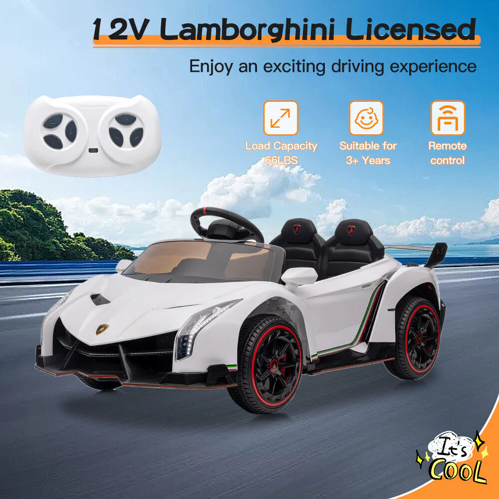 Licensed Lamborghini 12V Battery Powered Ride-On Car for Kids with Remote Control and MP3 Compatibility - Image 2