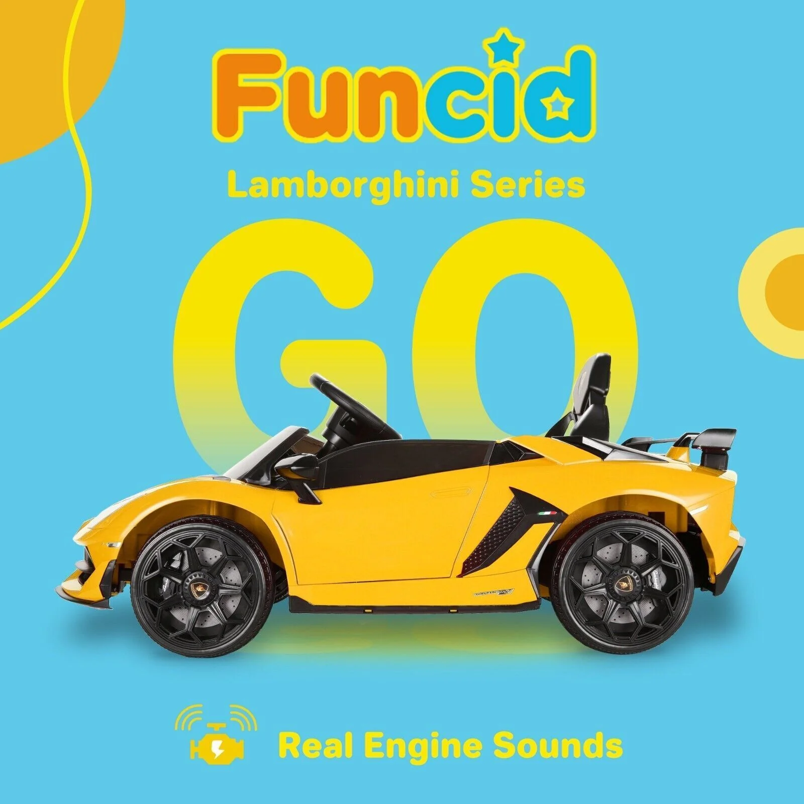 Licensed Lamborghini 12V Electric Ride-On Car with Hydraulic Doors for Kids - Image 2