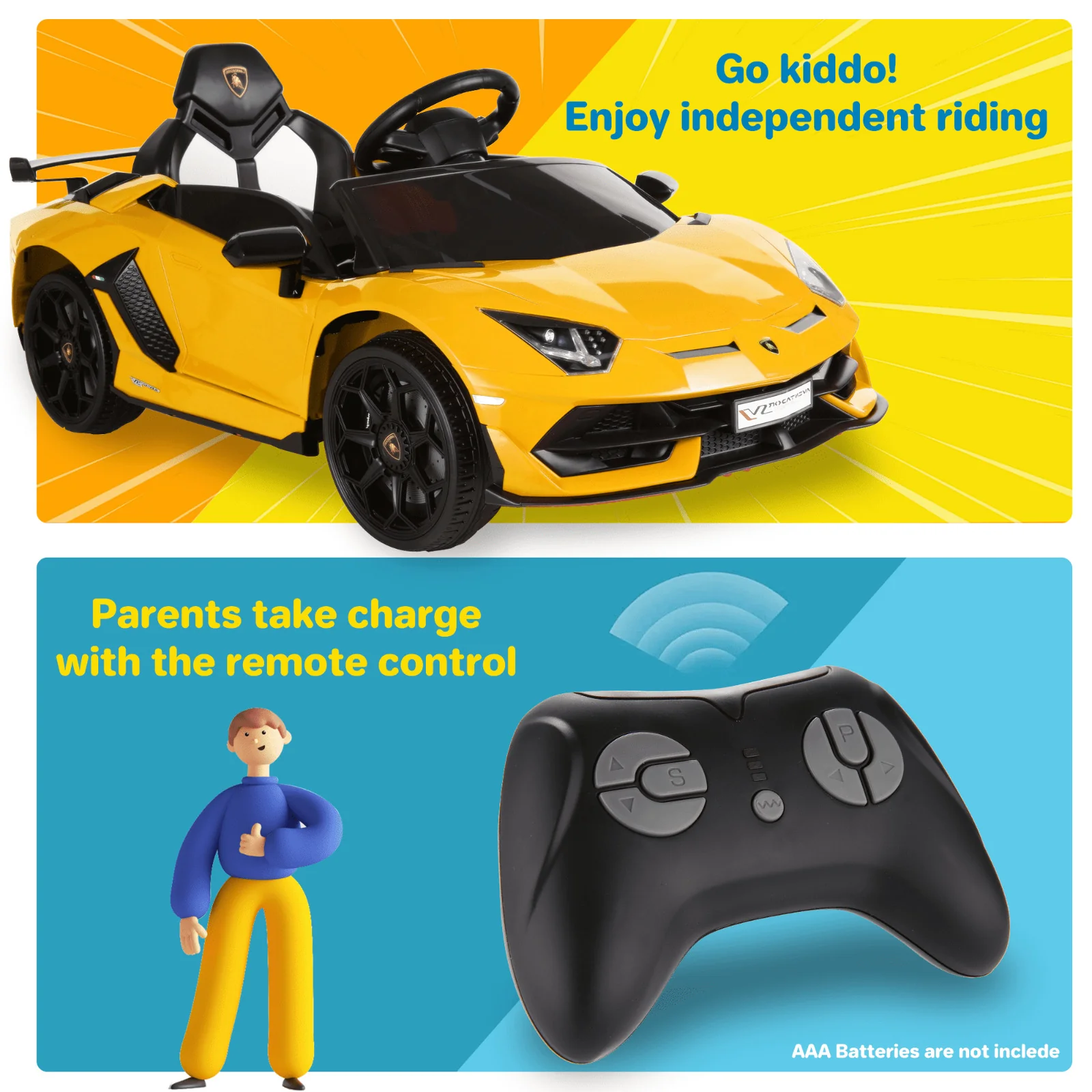 Licensed Lamborghini 12V Electric Ride-On Car with Hydraulic Doors for Kids - Image 4