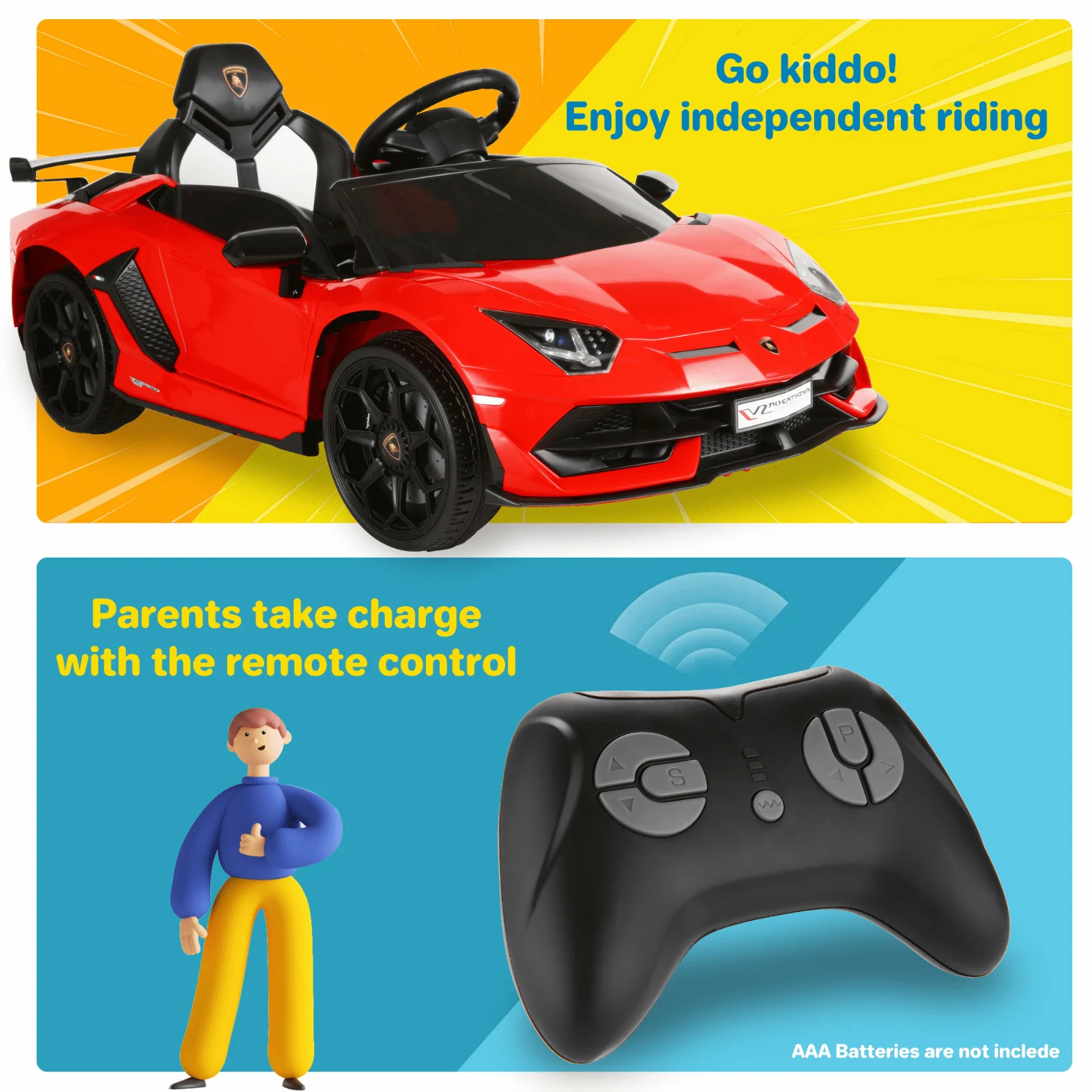 Licensed Lamborghini 12V Ride-On Car Toy with Parental Remote Control and 3 Speed Options - Image 14