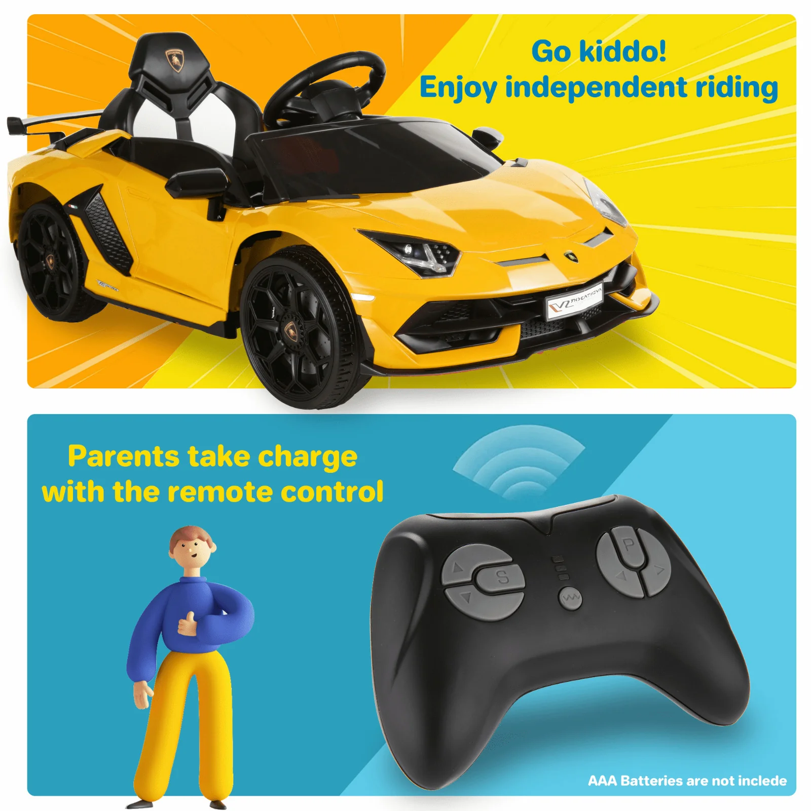 Licensed Lamborghini 12V Ride-On Car Toy with Parental Remote Control and 3 Speed Options - Image 28
