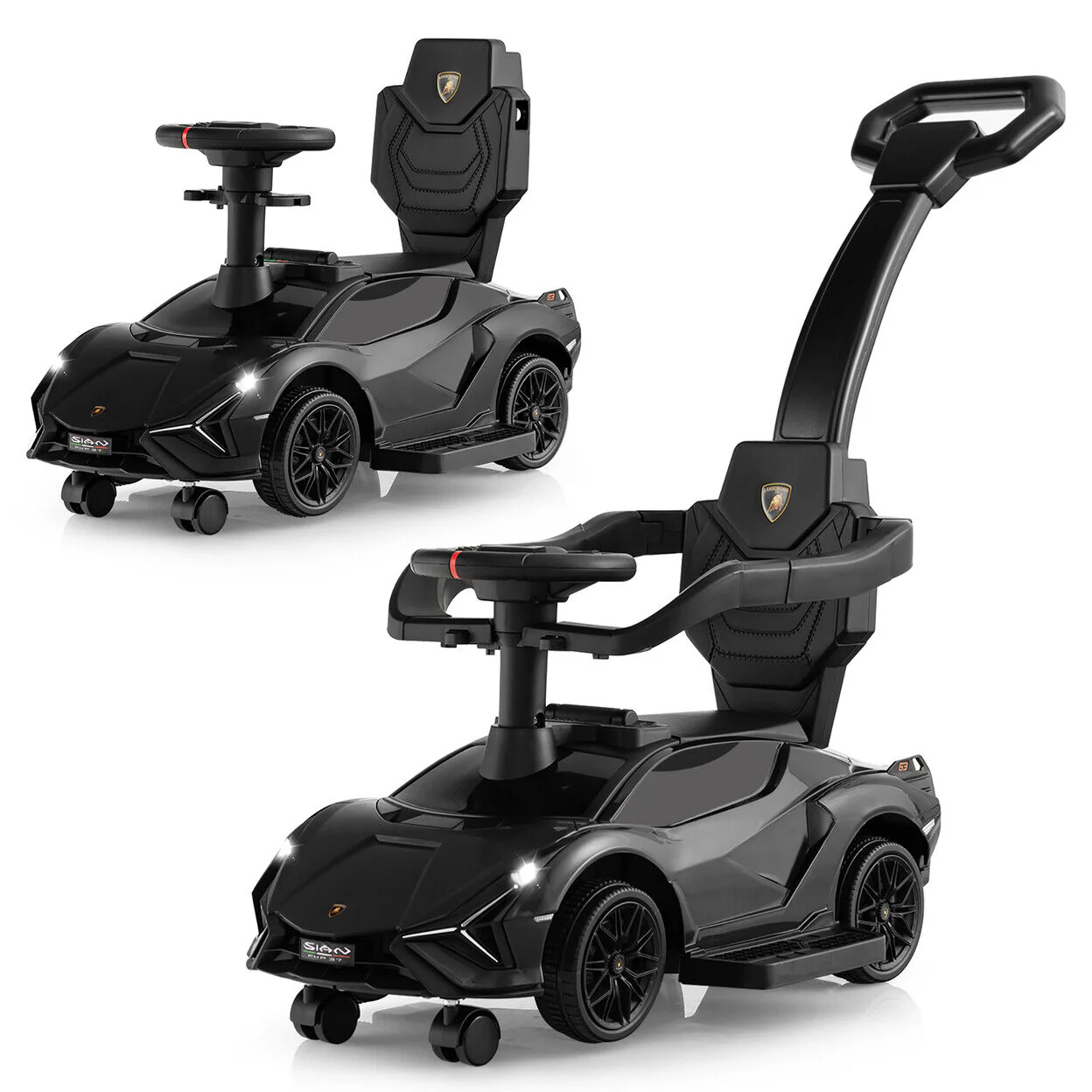 Licensed Lamborghini 3-in-1 Push Car with USB Port for Toddlers: Ride On, Walk, and Stroll in Style! - Image 4