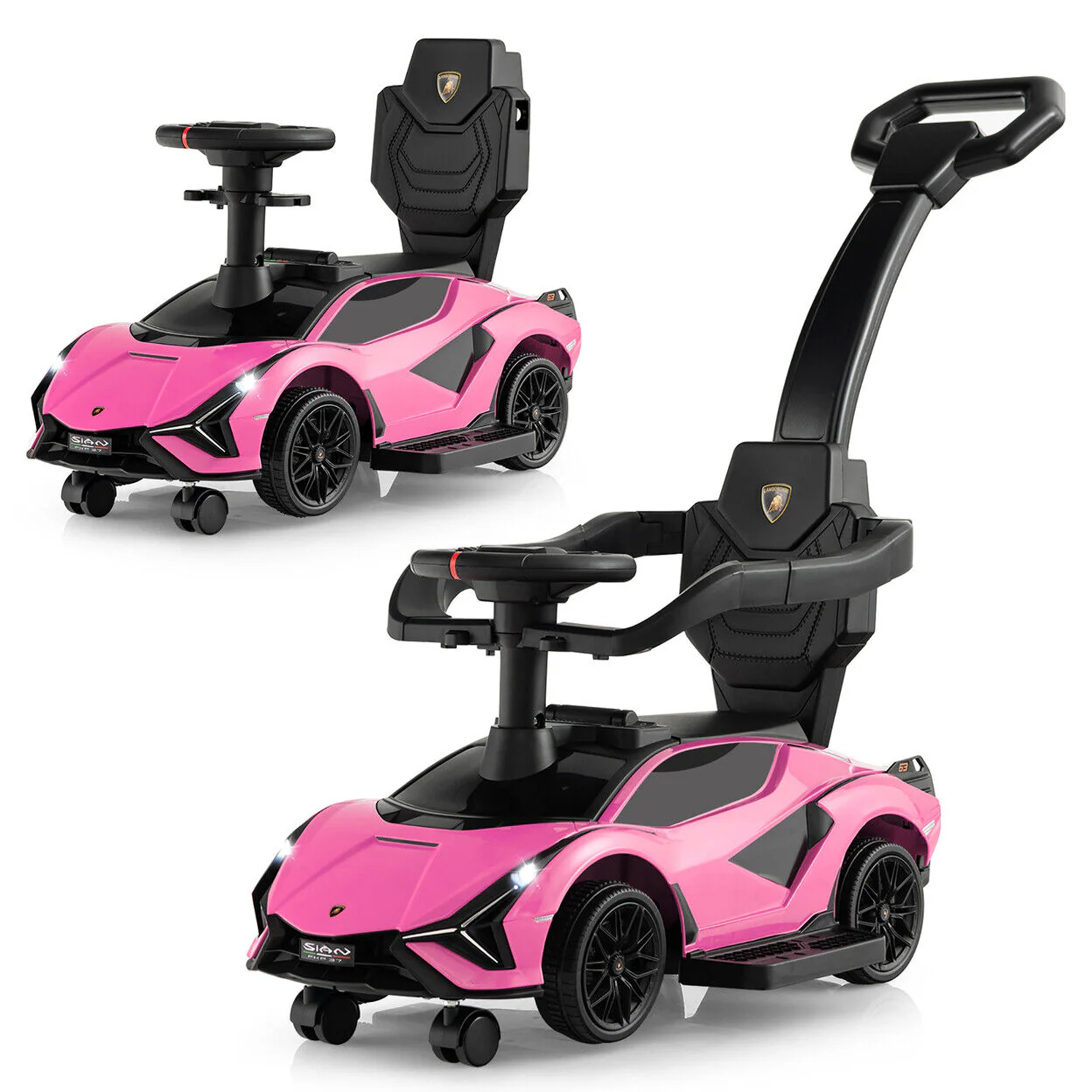 Licensed Lamborghini 3-in-1 Push Car with USB Port for Toddlers: Ride On, Walk, and Stroll in Style! - Image 6