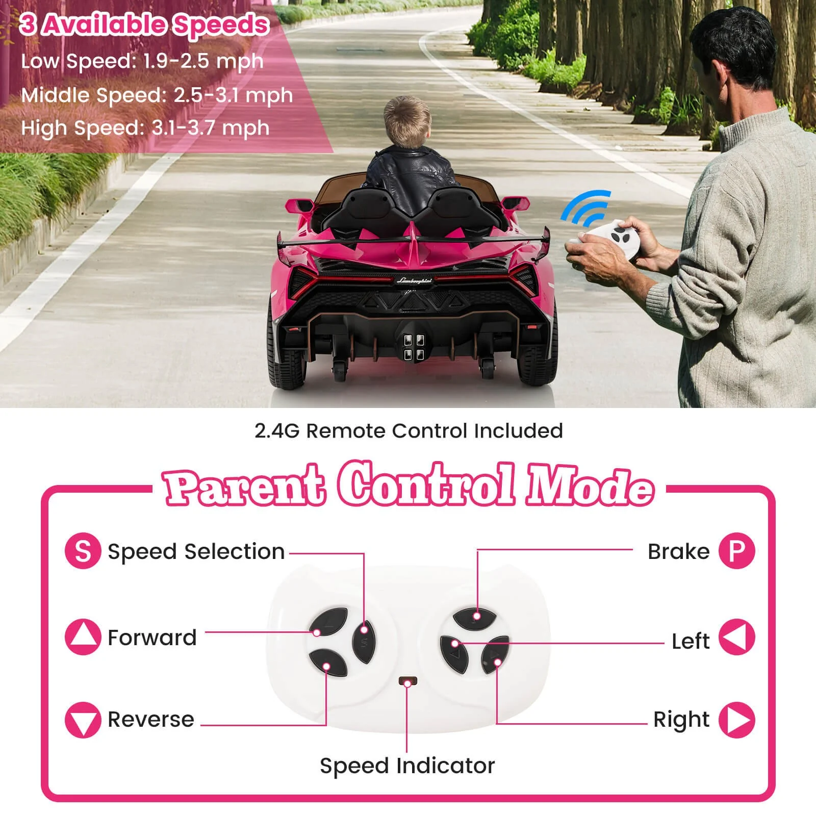 Licensed Lamborghini 4WD 12V Battery-Powered Kids Ride-On Sports Car with 2.4G Remote Control - Image 11