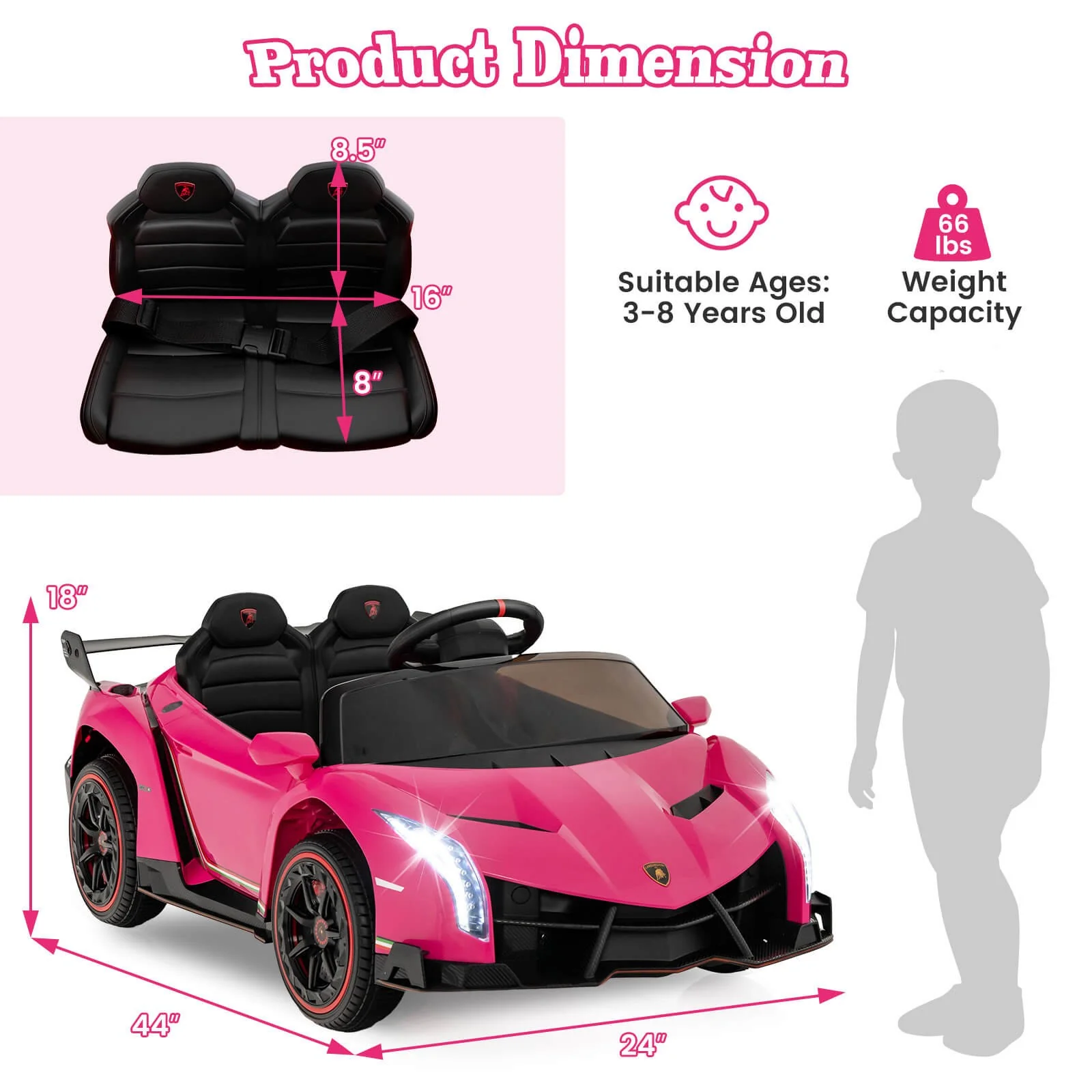 Licensed Lamborghini 4WD 12V Battery-Powered Kids Ride-On Sports Car with 2.4G Remote Control - Image 2