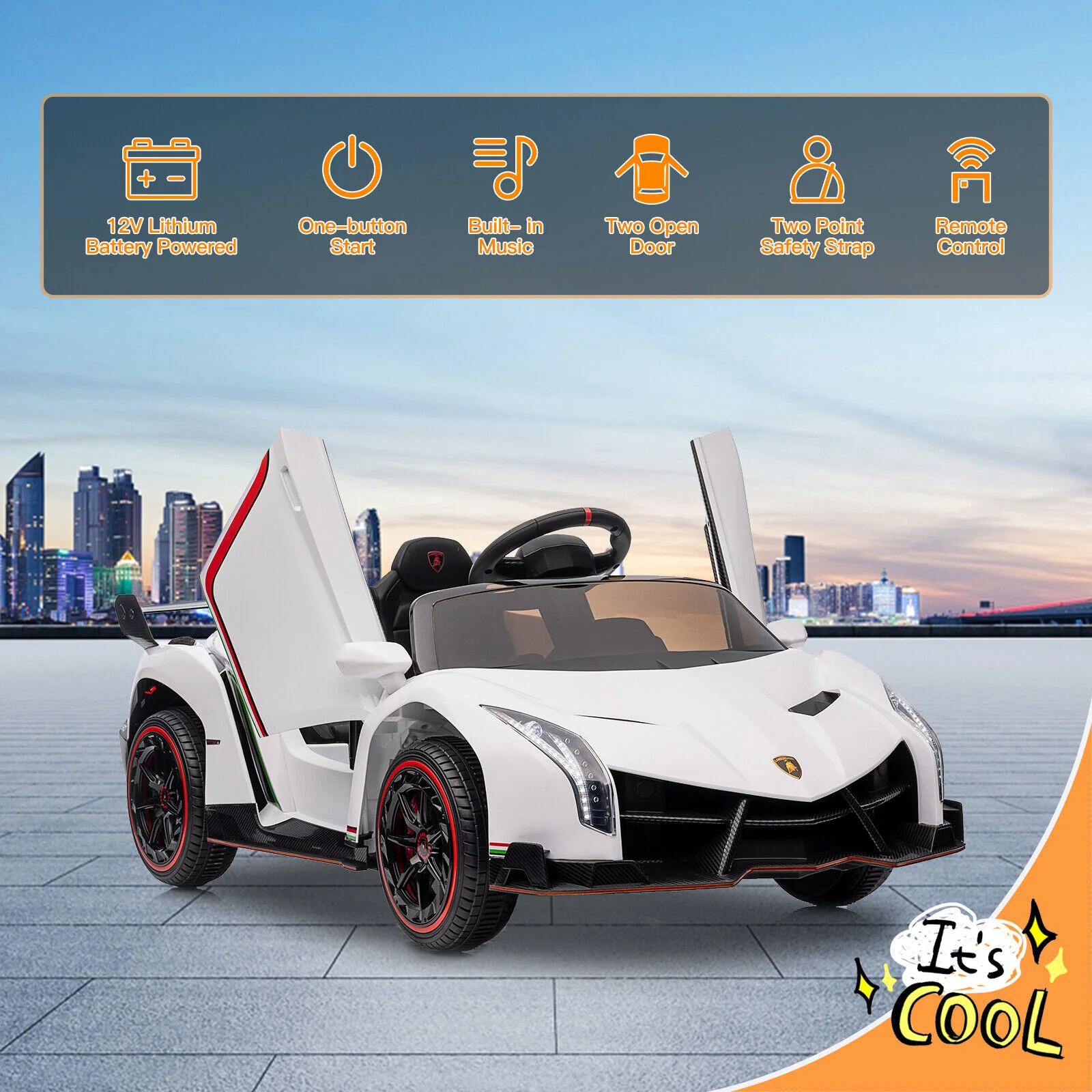 Licensed Lamborghini Electric Ride-On Car for Kids with Remote Control - 12V - Image 5