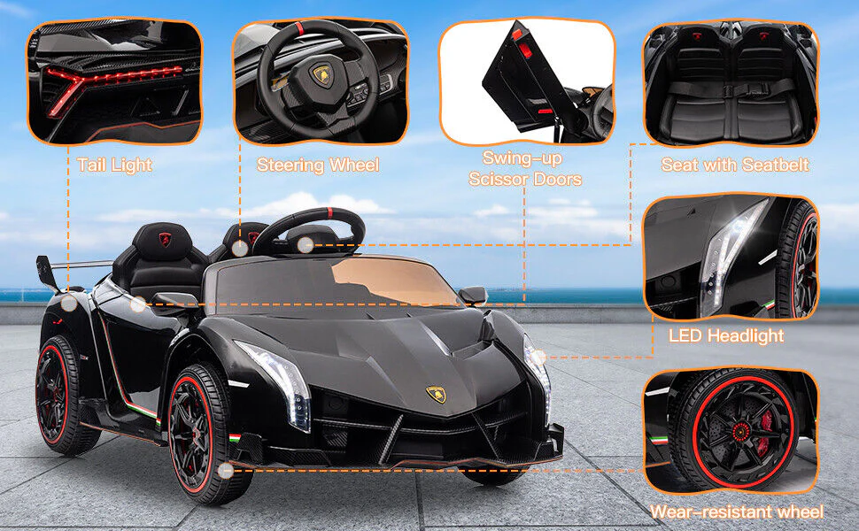 Licensed Lamborghini Electric Ride-On Car for Kids with Remote Control and 4 Wheels - Image 11