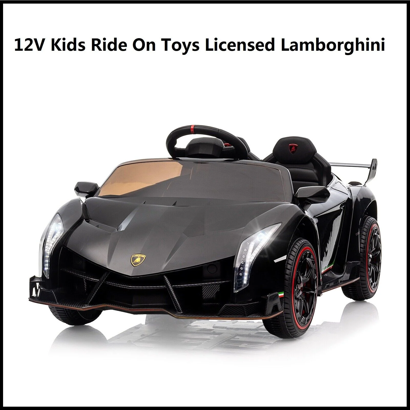 Licensed Lamborghini Electric Ride-On Car for Kids with Remote Control - Black - Image 2