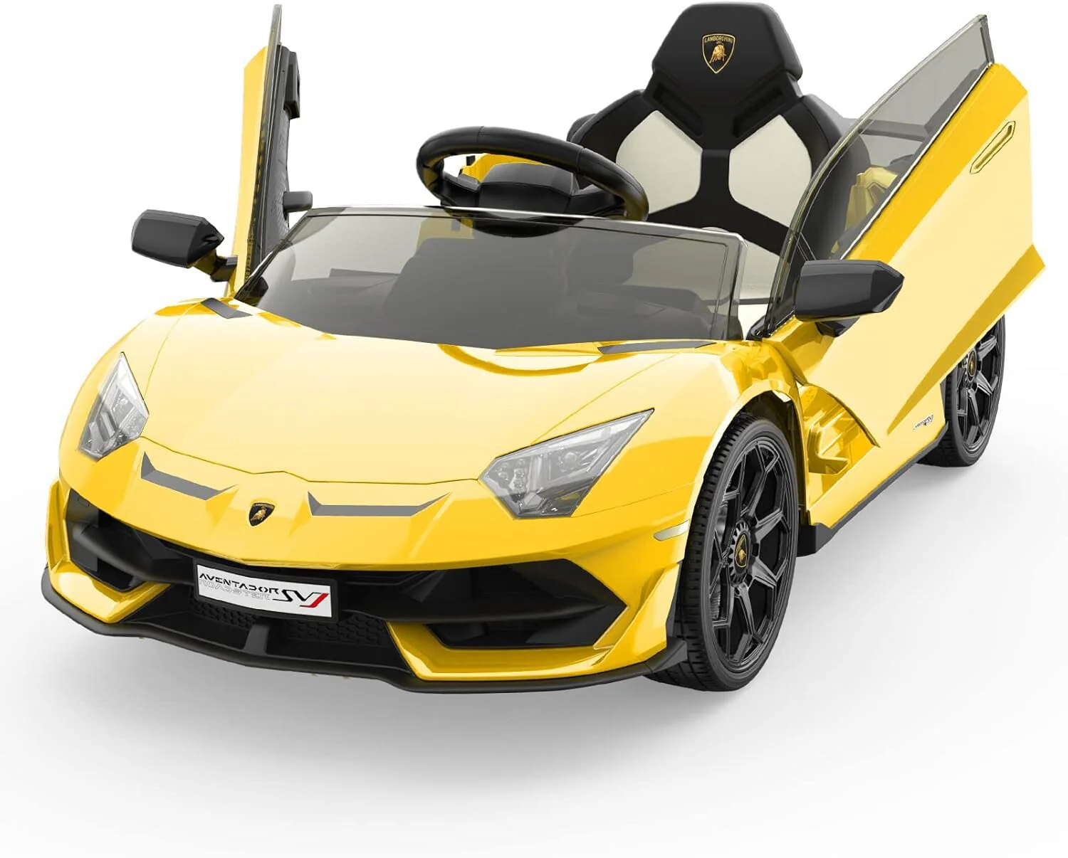 12V Licensed Lamborghini Ride-On Car with Remote Control and Hydraulic Doors Yellow