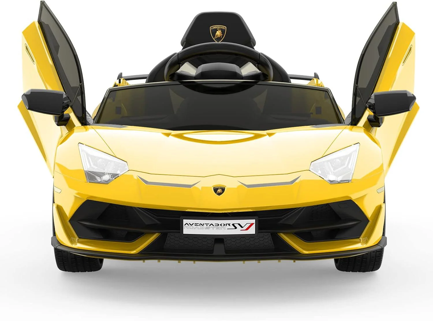 12V Licensed Lamborghini Ride-On Car with Remote Control and Hydraulic Doors Yellow - Image 8