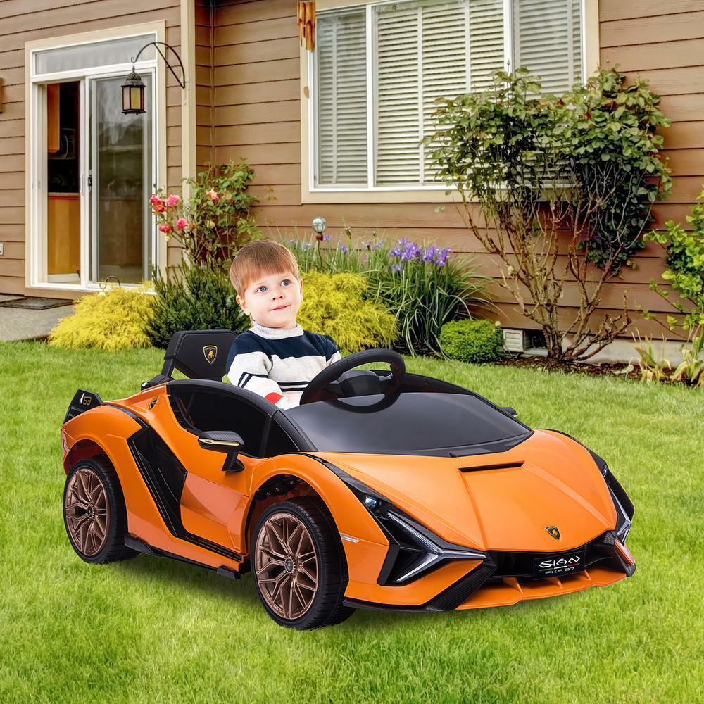 Licensed Lamborghini Sian 12V Electric Ride-On Car for Kids in Orange Plastic - Image 2
