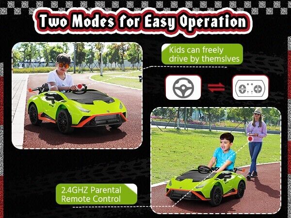 Licensed Lamborghini STO Ride On Car for Kids - 12V Battery Powered, Green - Image 10