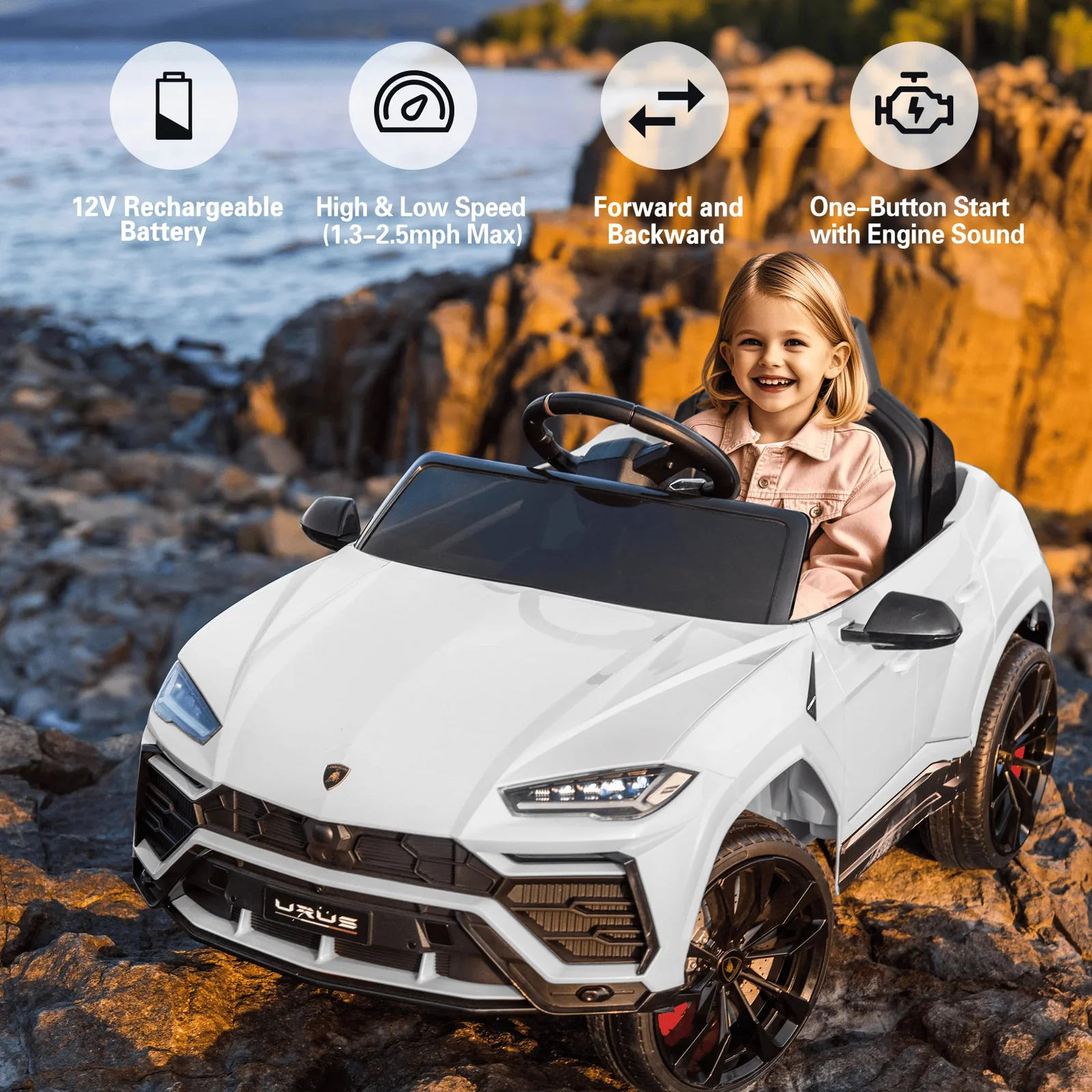 Licensed Lamborghini Urus 12V Battery-Powered Electric Ride-On Truck Toy - Image 2