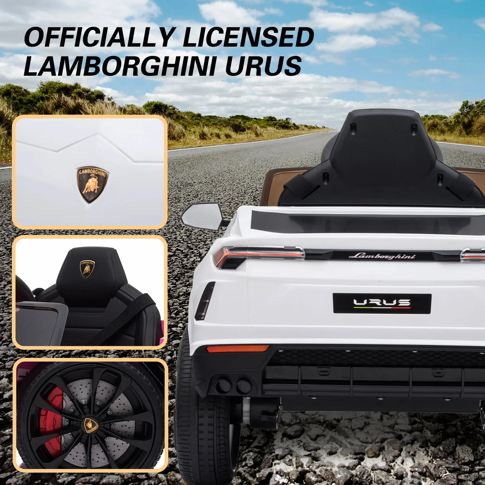 Licensed Lamborghini Urus 12V Battery-Powered Electric Ride-On Truck Toy - Image 3