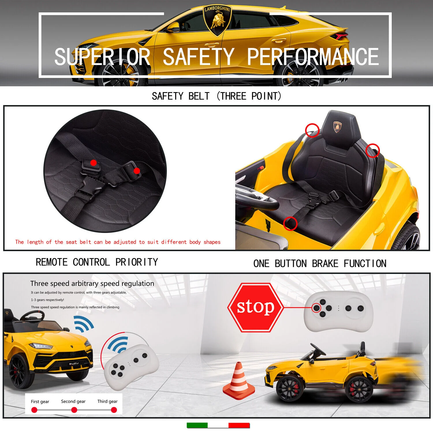 Licensed Lamborghini Urus SUV Ride-On Car for Kids with Remote Control and MP3 Player - 12V - Image 24