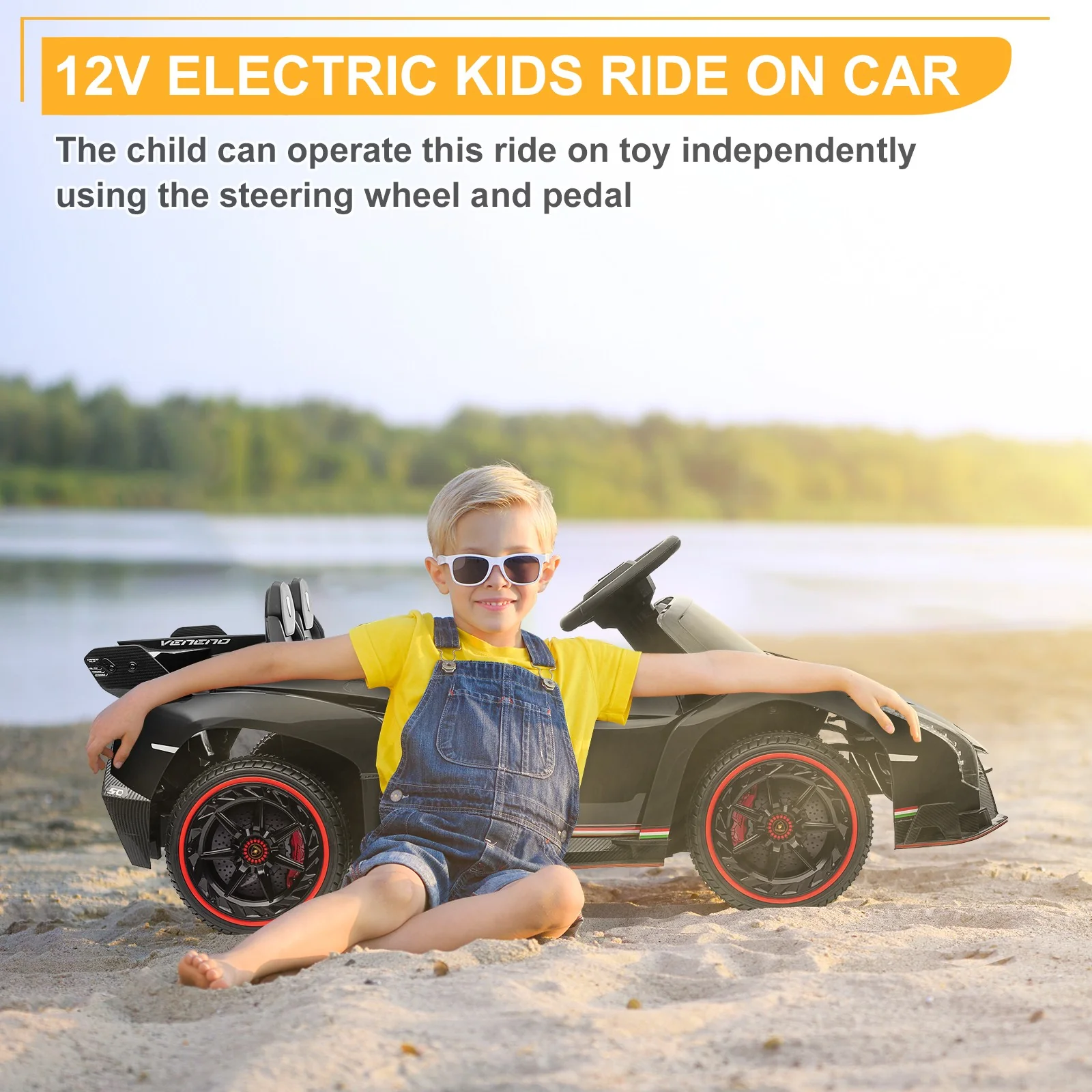 Lamborghini Veneno 12V Electric Ride-On Car for Kids with Remote Control - Image 11