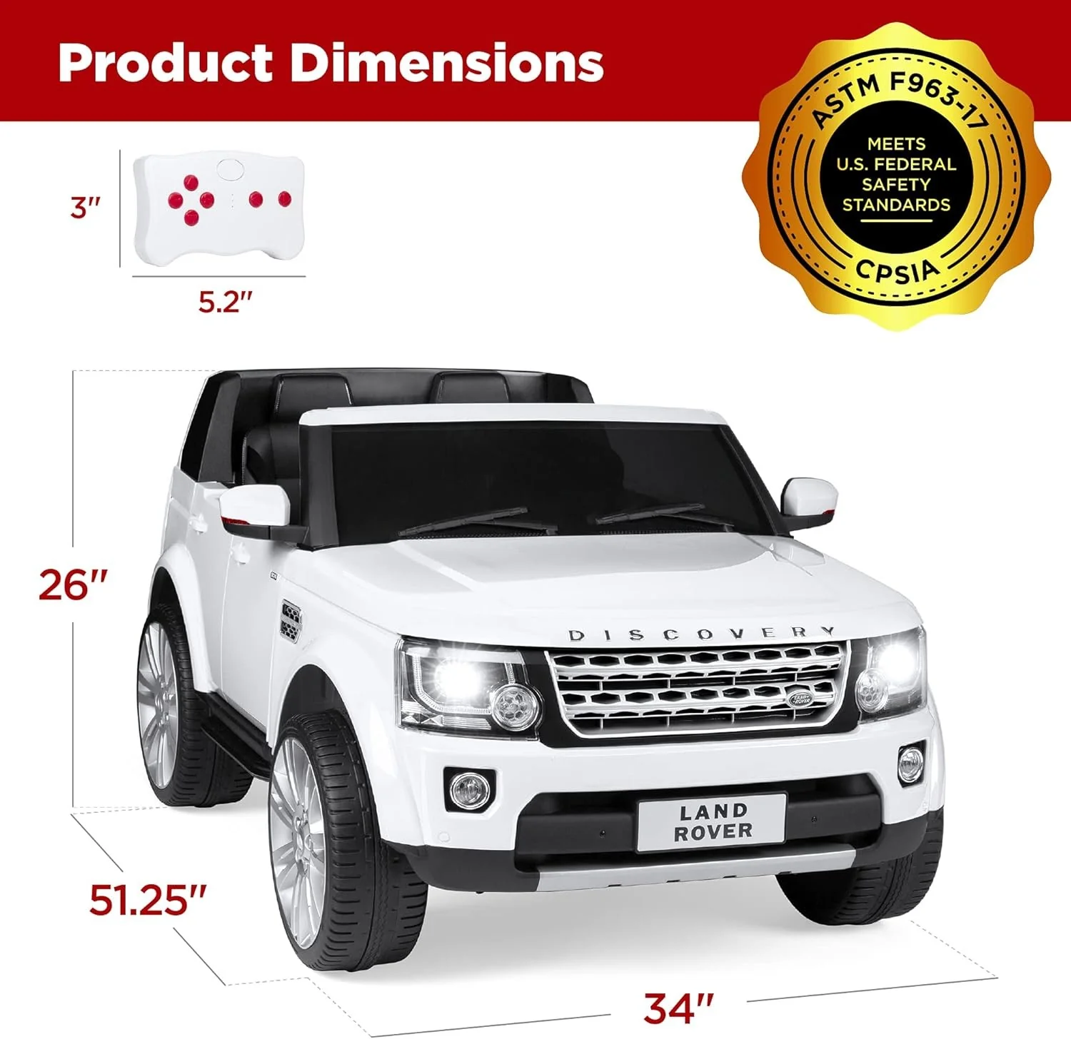 Licensed Land Rover 12V Kids 2-Seater Ride-On Car with MP3 and Remote Control - Image 7