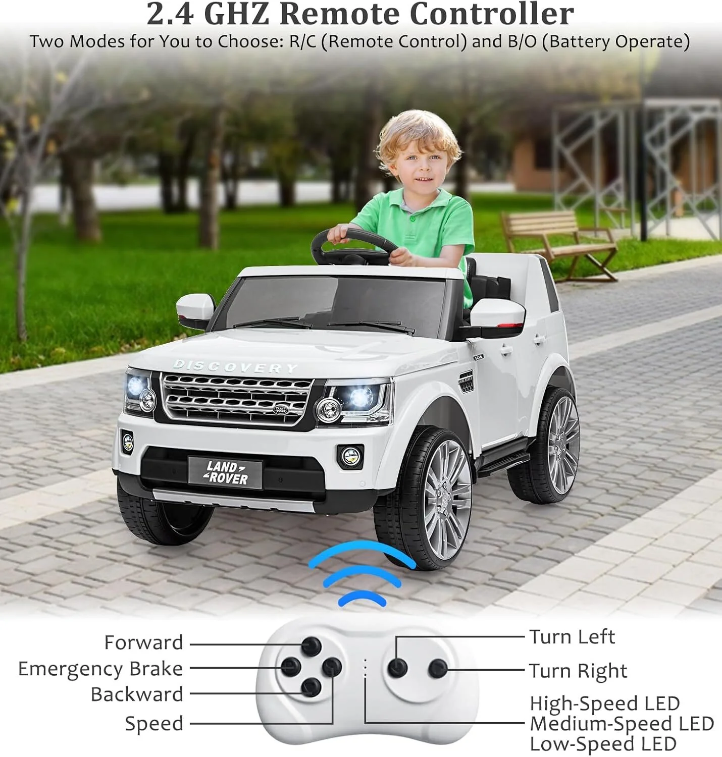 Licensed Land Rover Ride-On Car with Parent Remote Control and Shock Absorbers for Kids with Music - Image 4