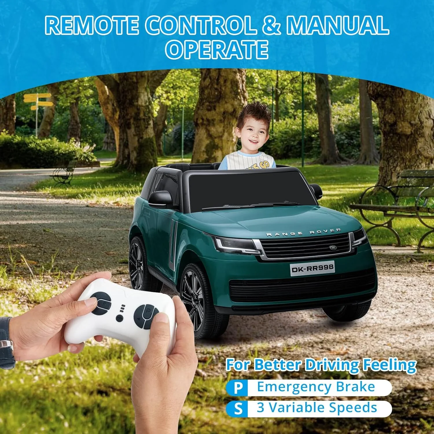 Licensed Land Rover Ride-On Car for Kids 2-Seater with Remote Control Green - Image 4