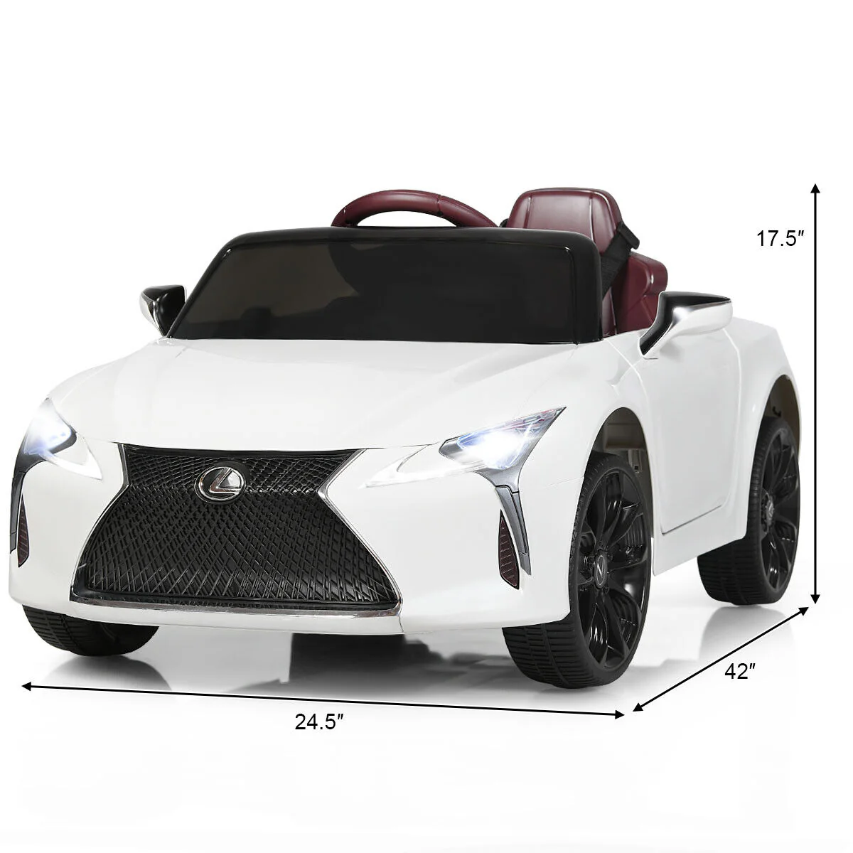 Licensed Lexus LC500 12V Kids Ride-On Car with Remote Control - White - Image 2